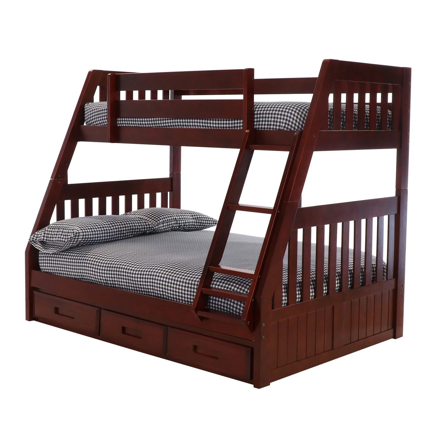 OS Home and Office Furniture 2819K3-22 Solid Pine Bunk Bed in Rich Merlot