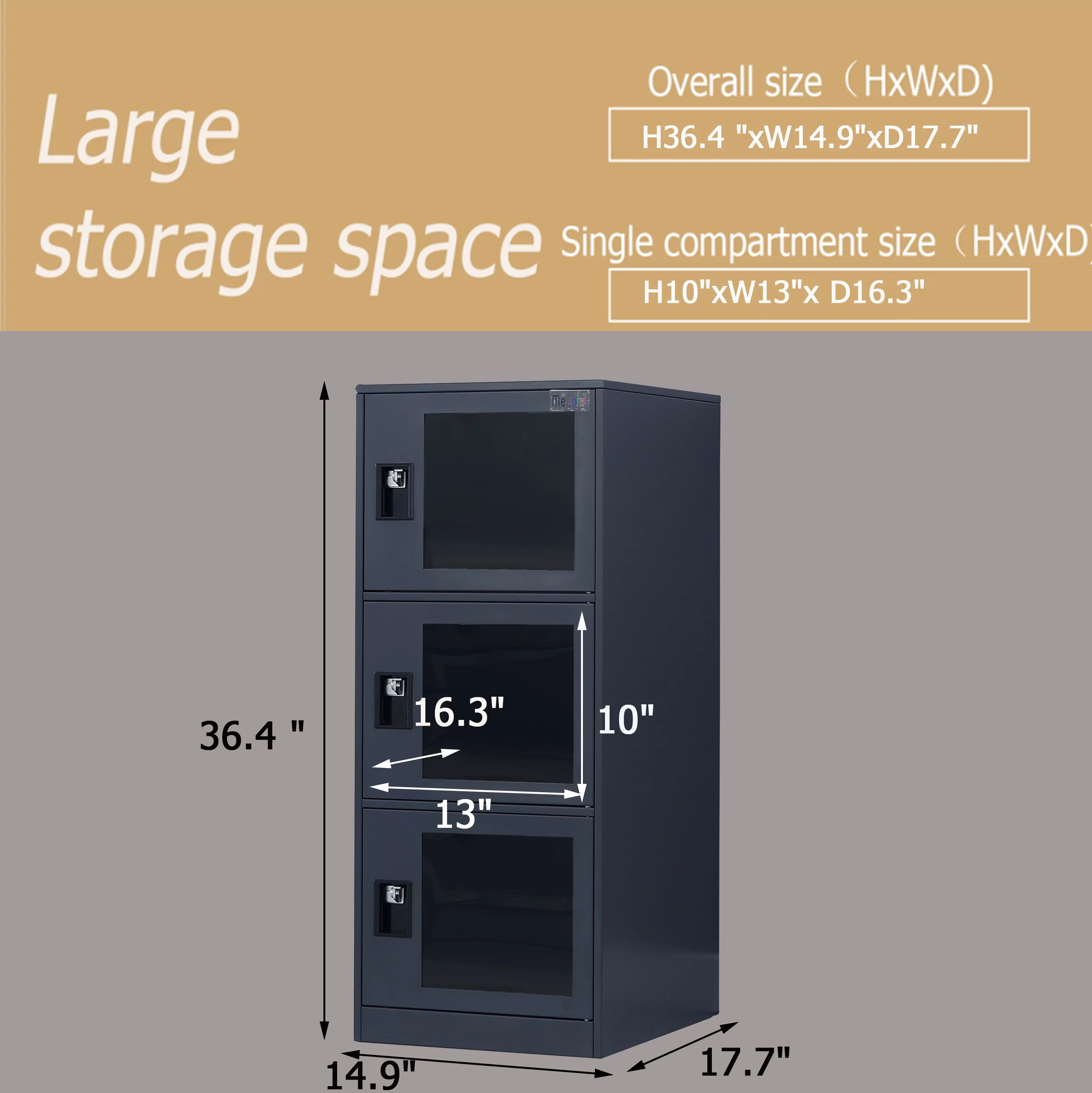 MECOLOR Vertical Single Tier Small Locker with Padlock latche Plastic clear Door 2 or 3 Compartment Storage for Employee,Home,Office file cabinet,School,Kids