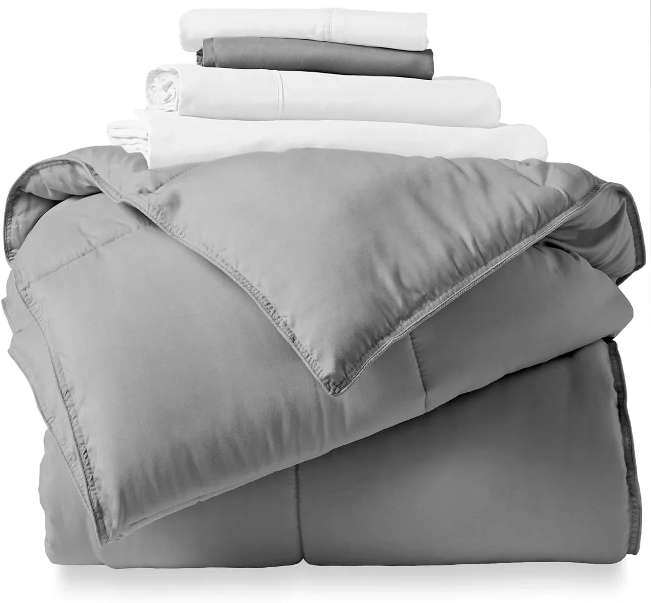 8 Piece Bed In A Bag Comforter Set Soft Complete Set Includes Bed Sheet (Queen, Gray)