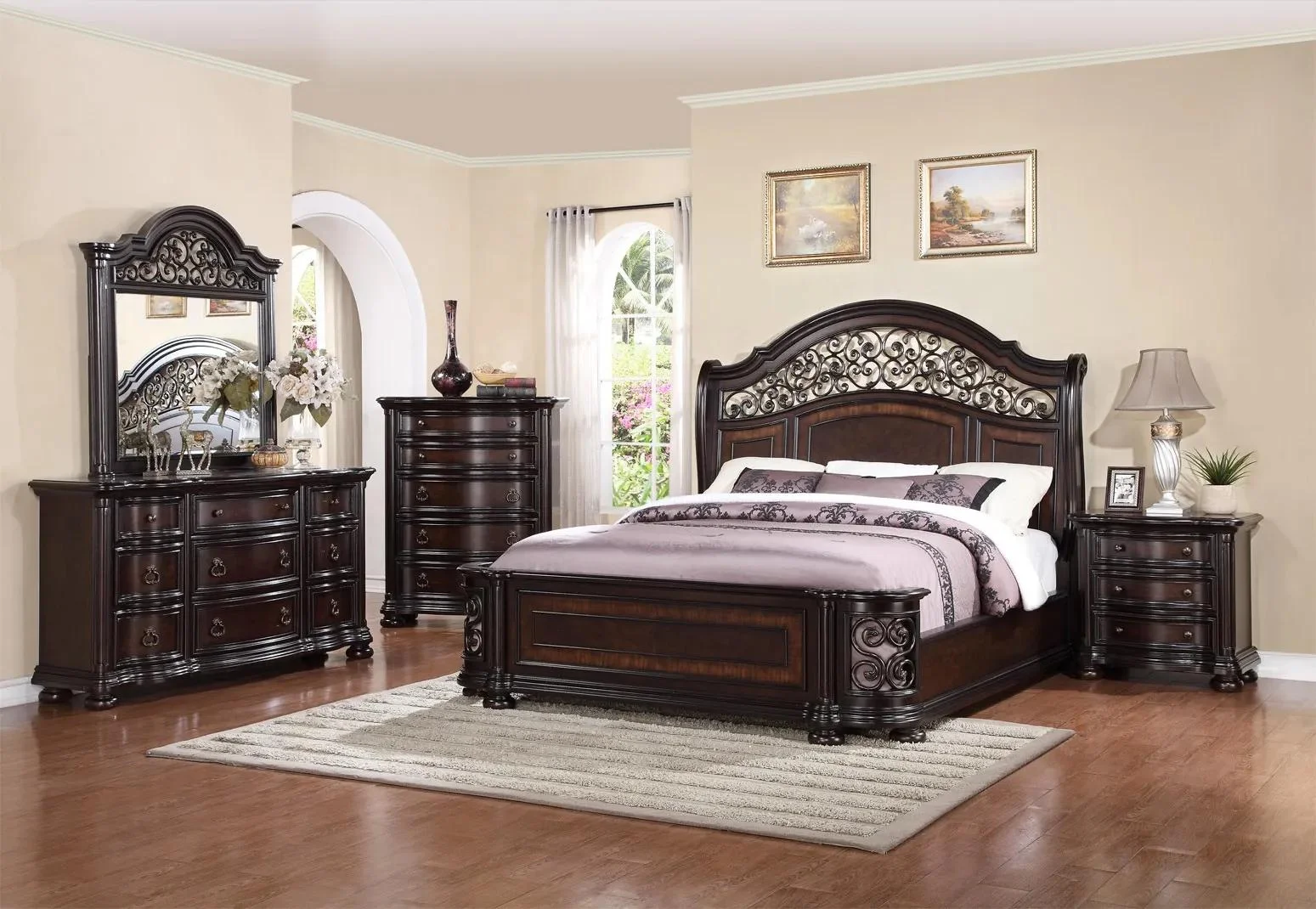 Espresso Solid Hardwood Cal King Bedroom 6Pc B366 ALLISON Mcferran Traditional