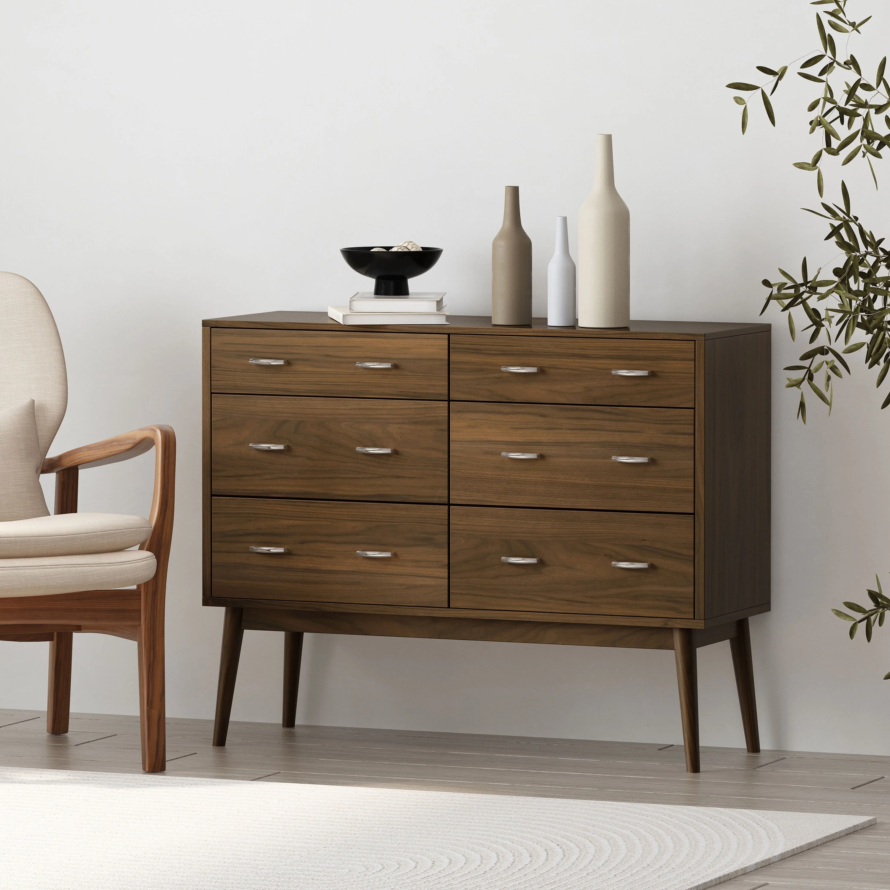 Christopher Knight Home Curtisian 6 Drawer Double Dresser by Columbia Walnut