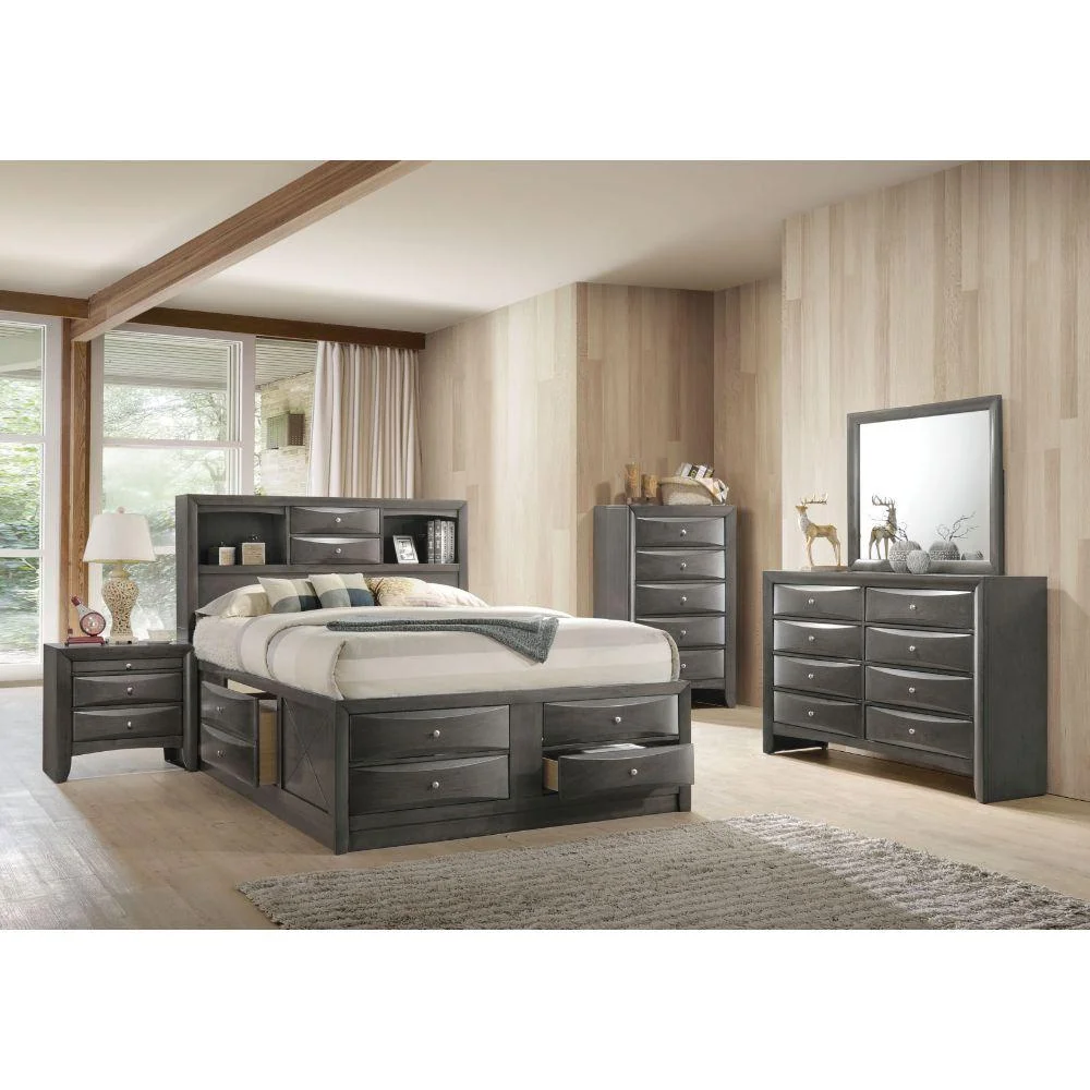 Gray Oak Wood Full 6PCS Bedroom Set w/ Storage by Acme Ireland 22710F-6pcs