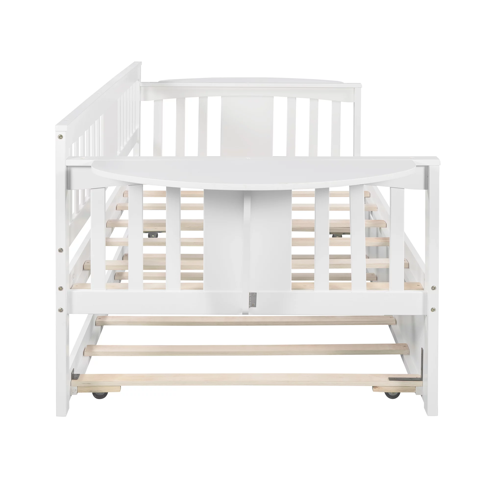 Twin Wooden Daybed with Trundle, Sofa Bed for Bedroom Living Room, Wood Daybed with a Trundle, Trundle Daybed Twin Size, Standard Twin Bed Frame