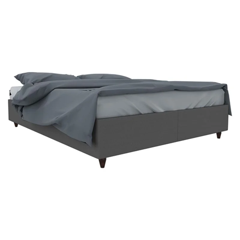 Yatas Bedding Lisbon Metal King Size Bed Base with Storage in Gray/Black