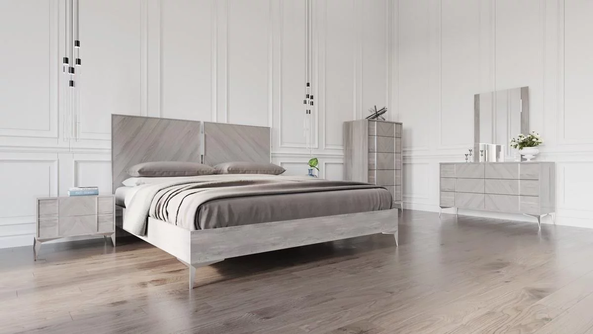 Premium Italian Modern Grey King Size Bedroom Set 5Pcs VIG Nova Domus Alexa