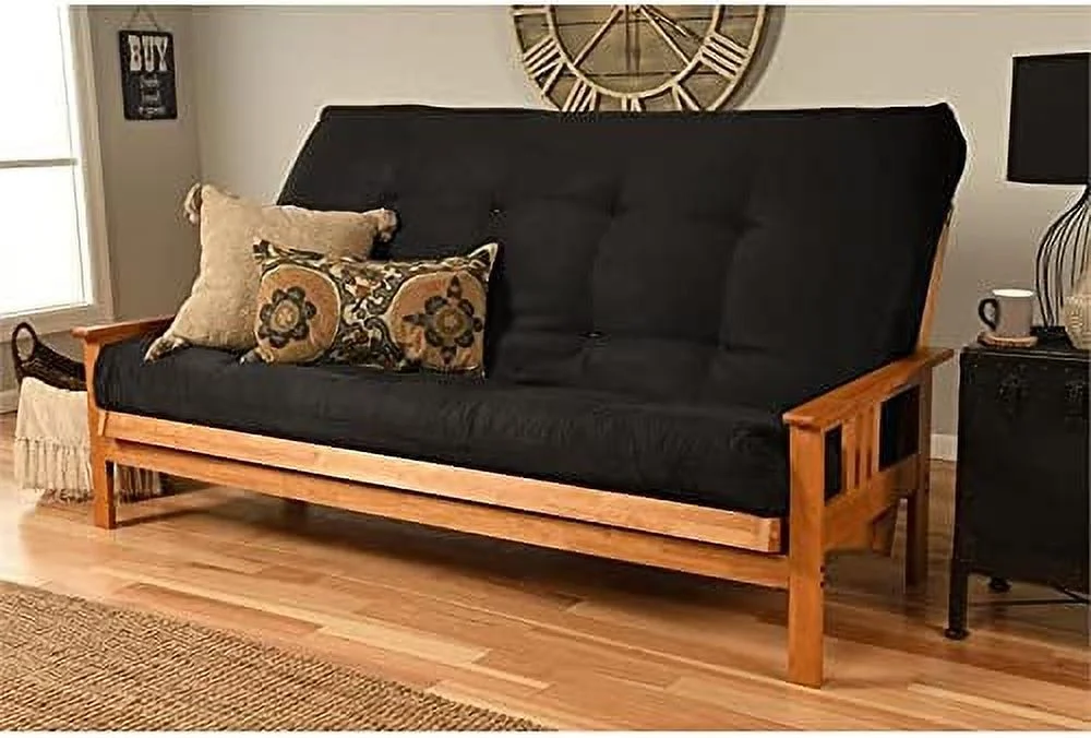 Full Size Spring Futon Mattress Replacement, Suede Fabric Sleeper Sofa Bed Mattress, Black