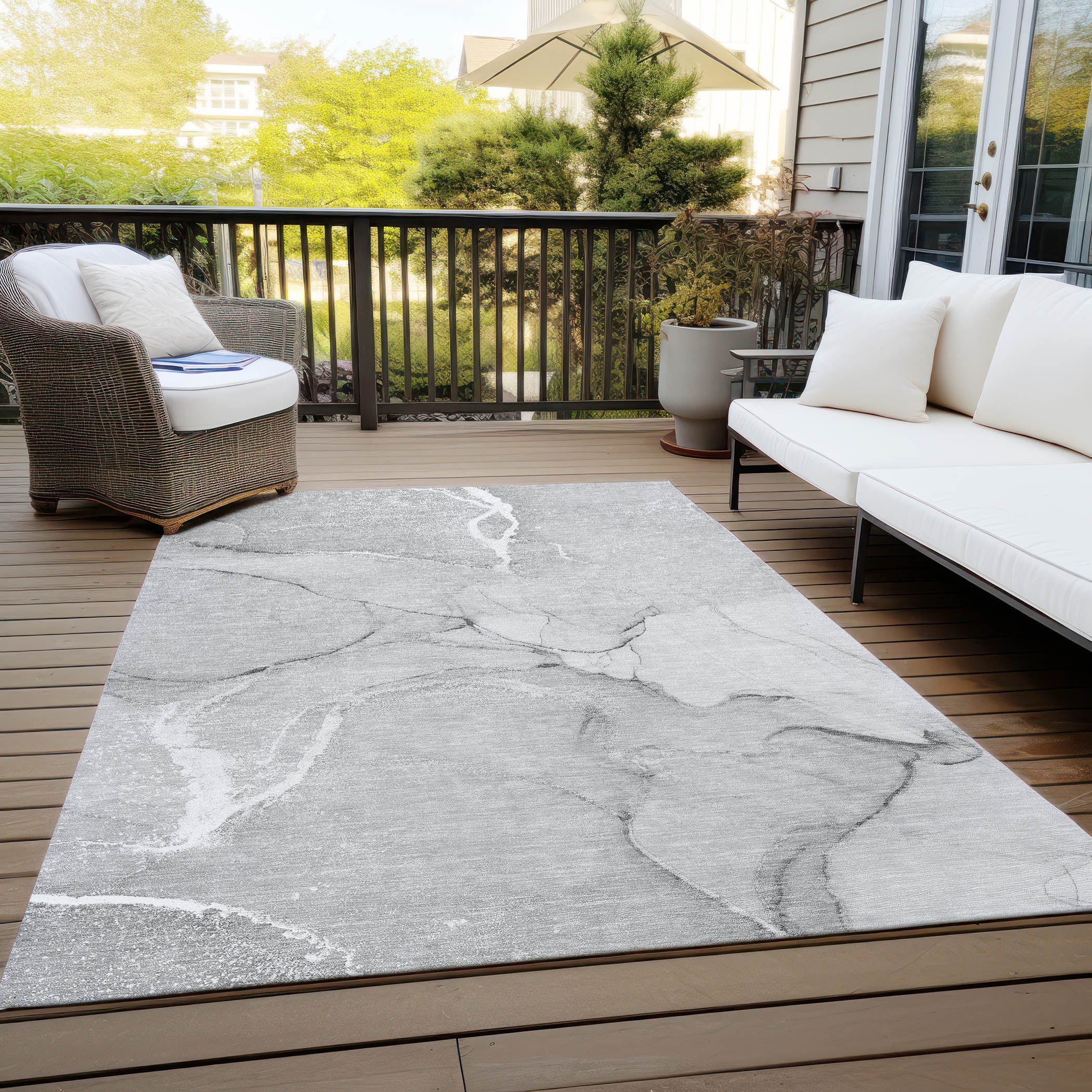 Addison Rugs Chantille ACN510 Gray 9' x 12' Indoor Outdoor Area Rug, Easy Clean, Machine Washable, Non Shedding, Bedroom, Living Room, Dining Room, Kitchen, Patio Rug