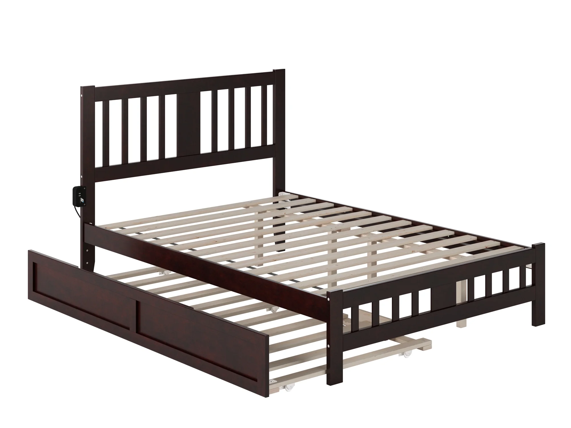 AFI Tahoe Full Wood Platform Bed with Headboard Footboard & Twin Trundle, Espresso