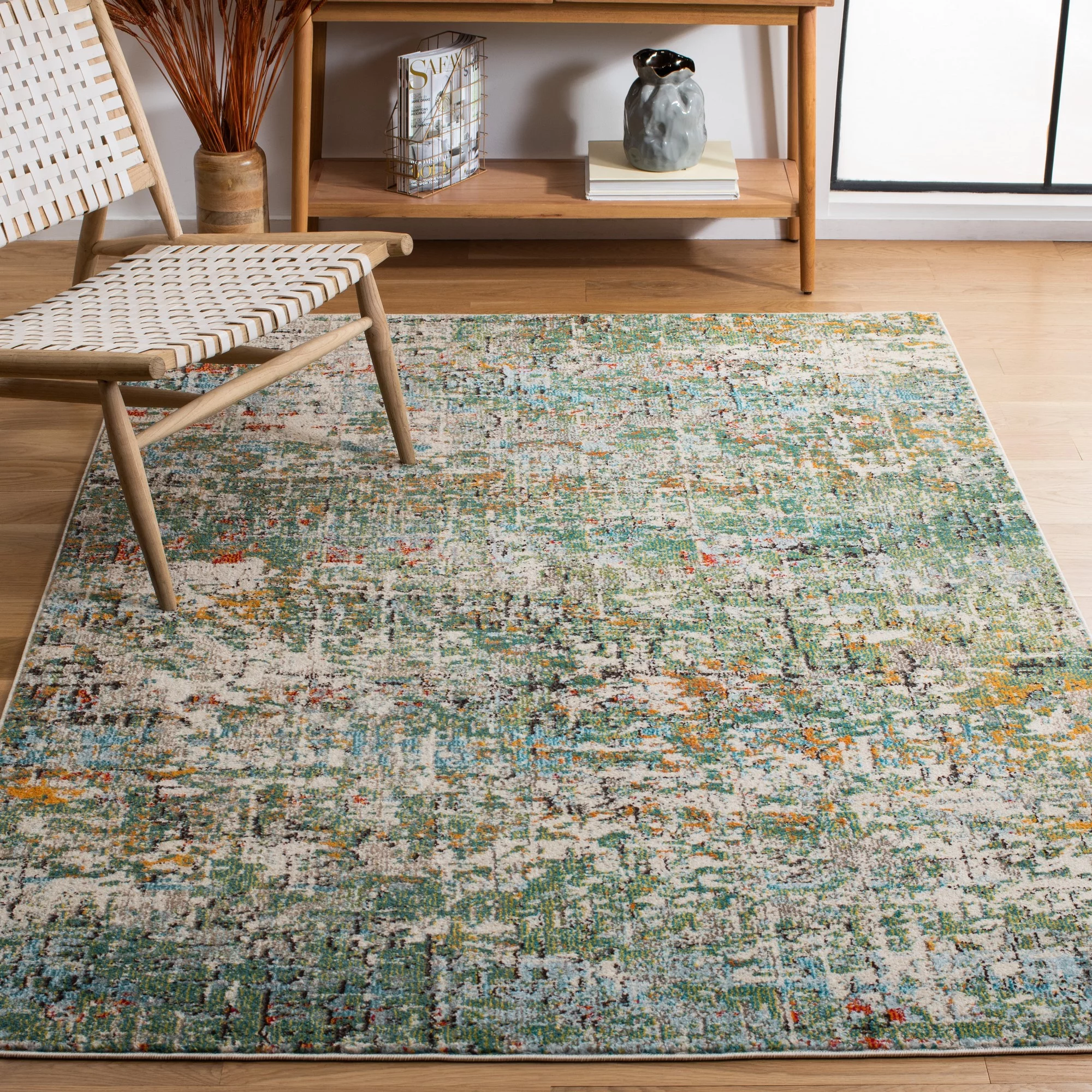 SAFAVIEH Madison Kebo Vintage Abstract Area Rug, Green/Turquoise, 5'3