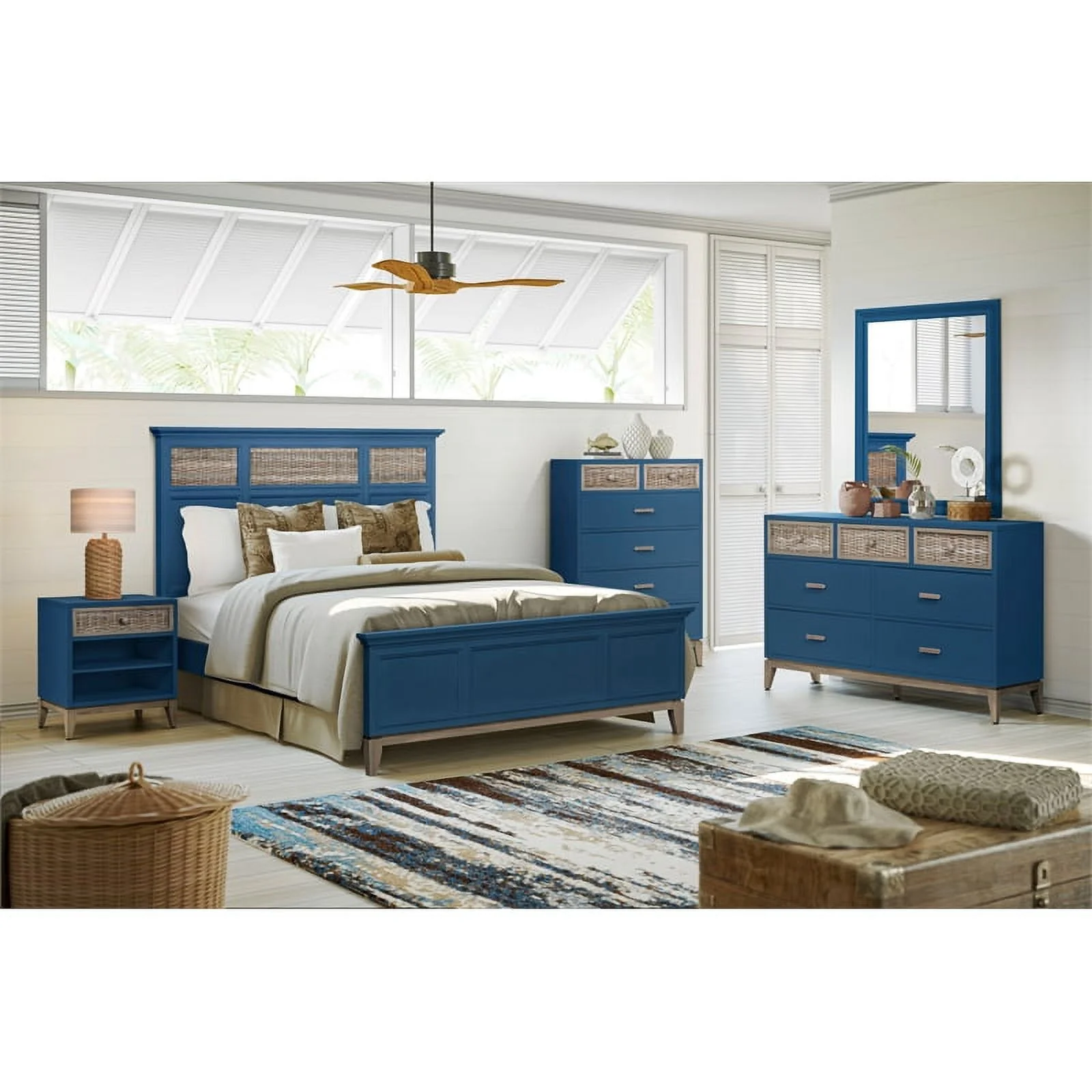 Sea Winds Kauai King Bed Blue Finish