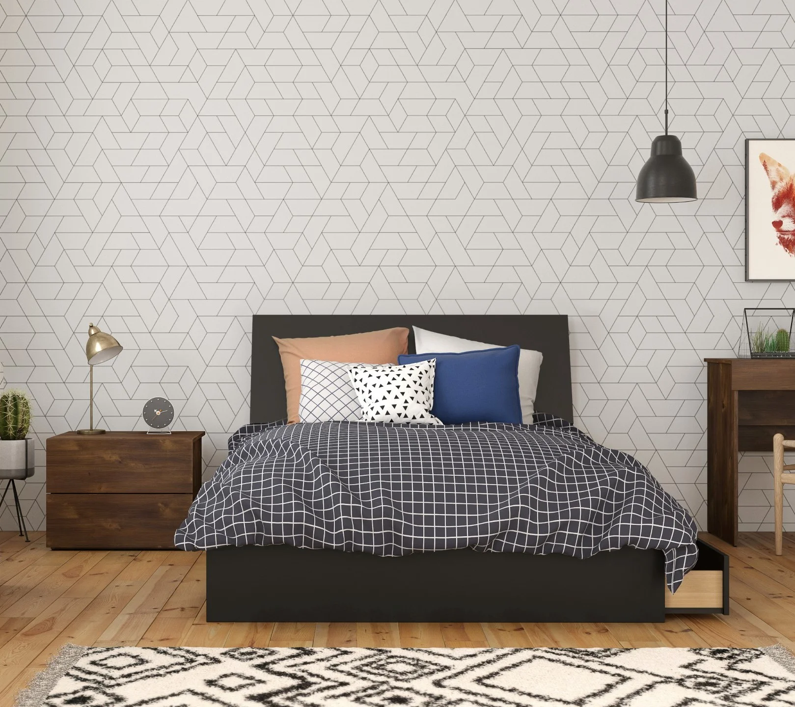 Nexera Douro 3 Piece Full Size Bedroom Set, Truffle & Black