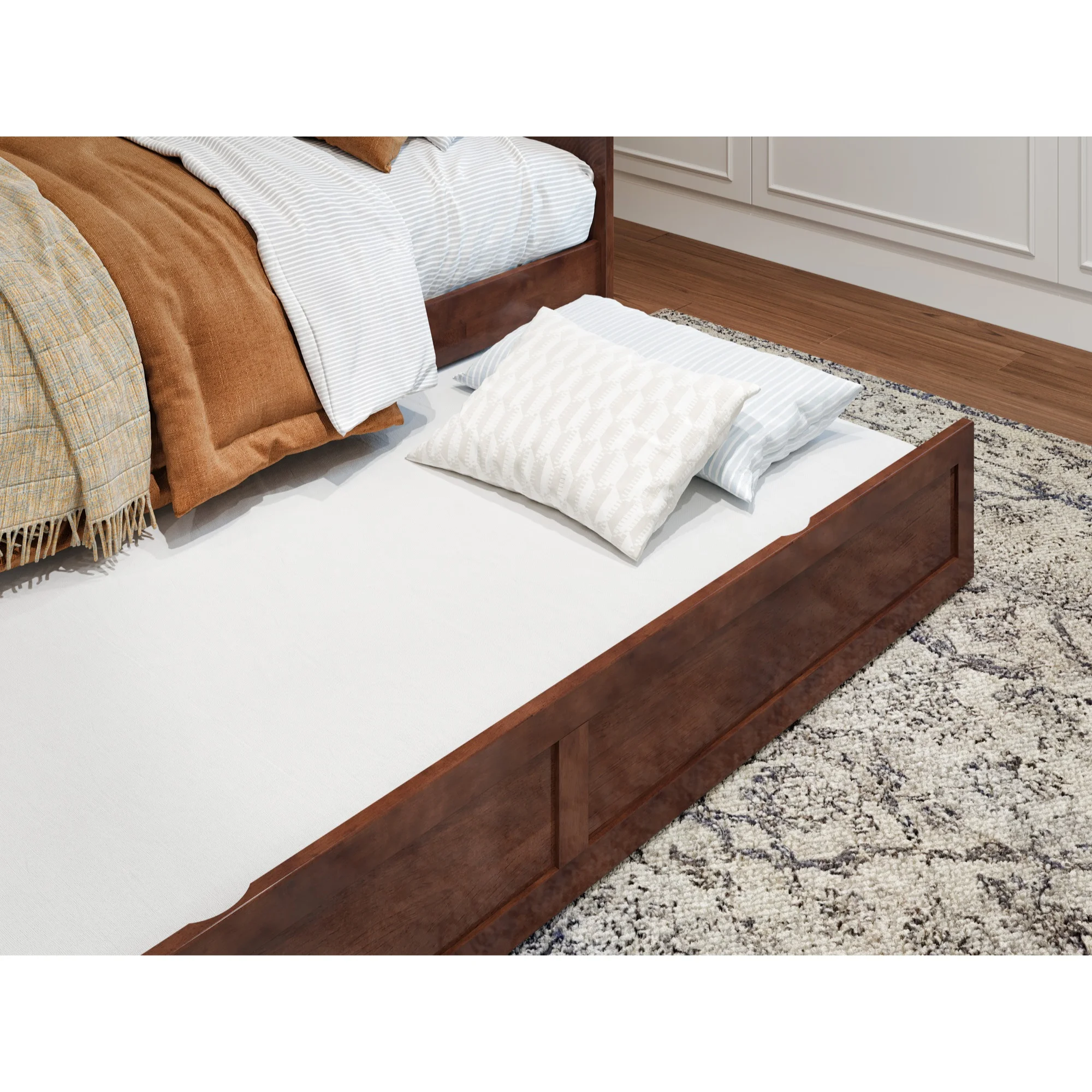 AFI Acadia Twin Wood Daybed with Twin Size Trundle in Walnut