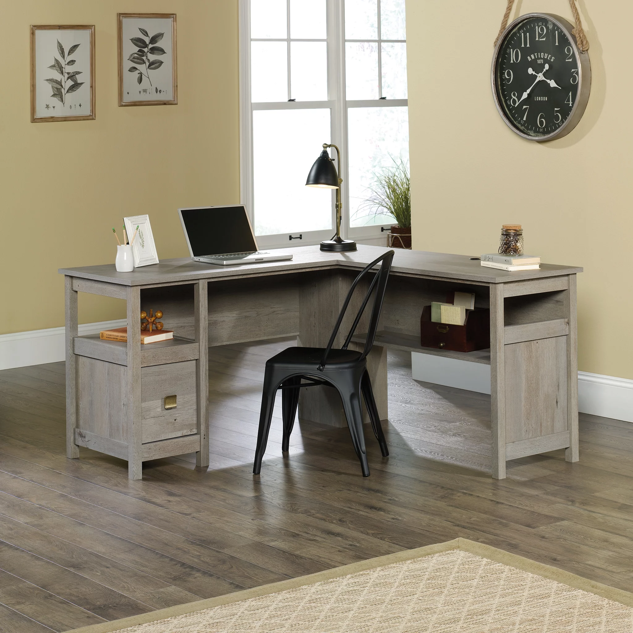 Sauder Cannery Bridge L-Shaped Desk, Mystic Oak Finish