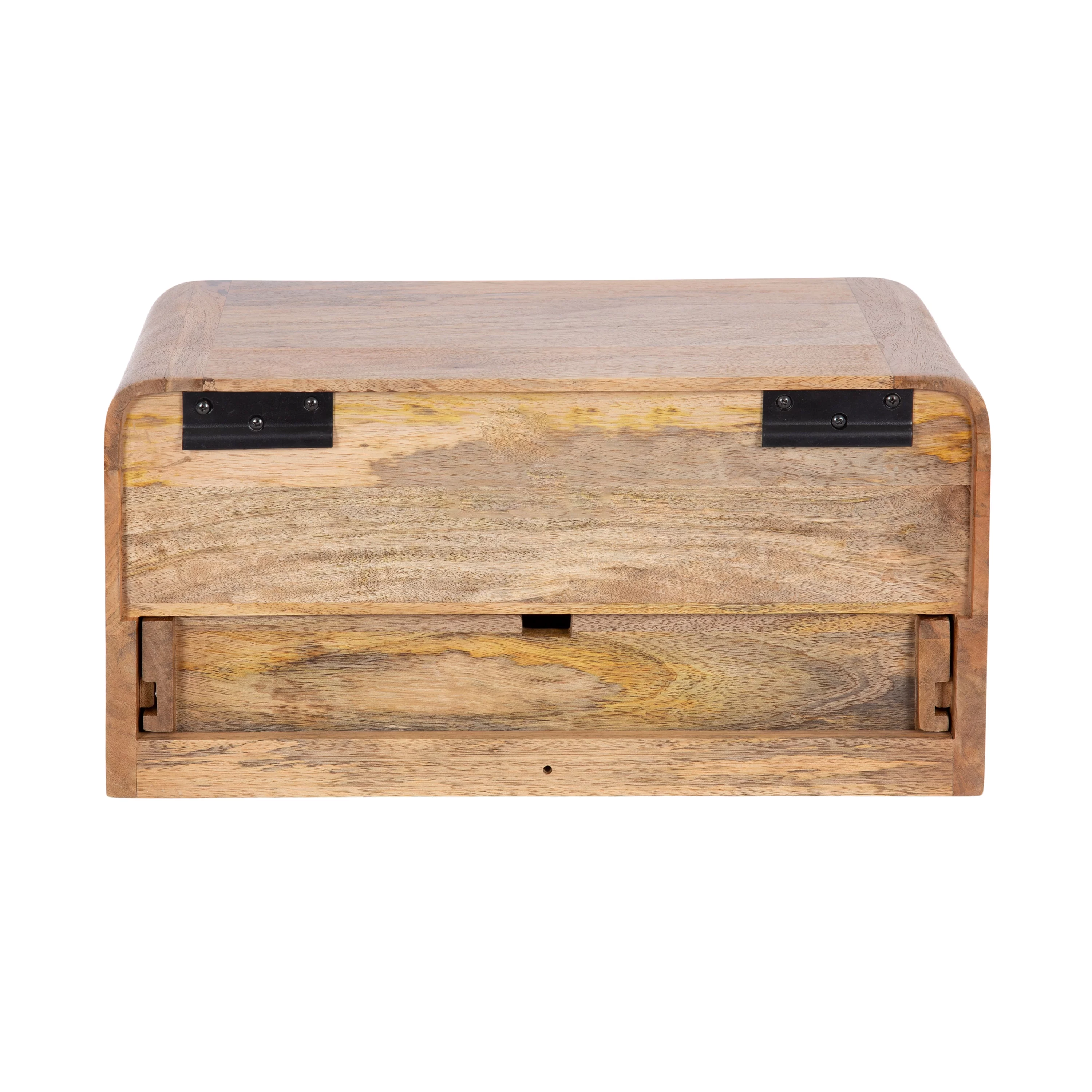 Kate and Laurel Kato Transitional Wood Floating Side Table with Drawer, 18 x 10 x 9, Natural Brown, Modern Wooden Floating Nightstand for Bedroom Bedside Table