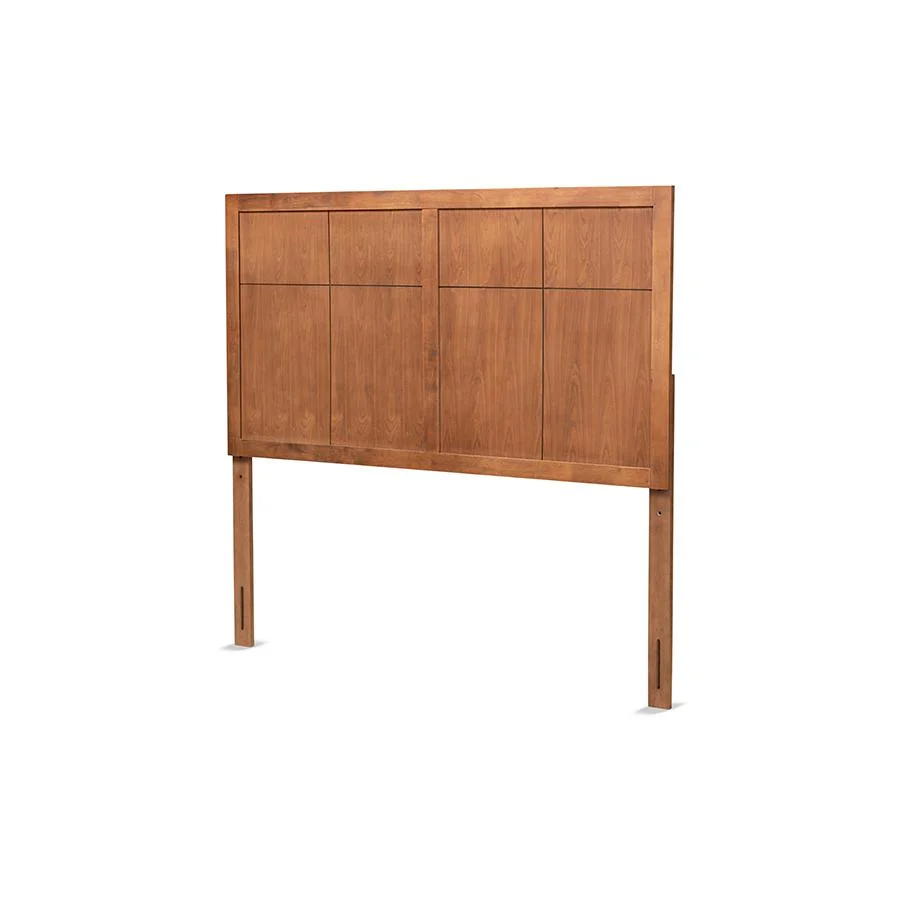 Monroe Modern Transitional and Rustic Ash Walnut Finished Wood Queen Size Headboard