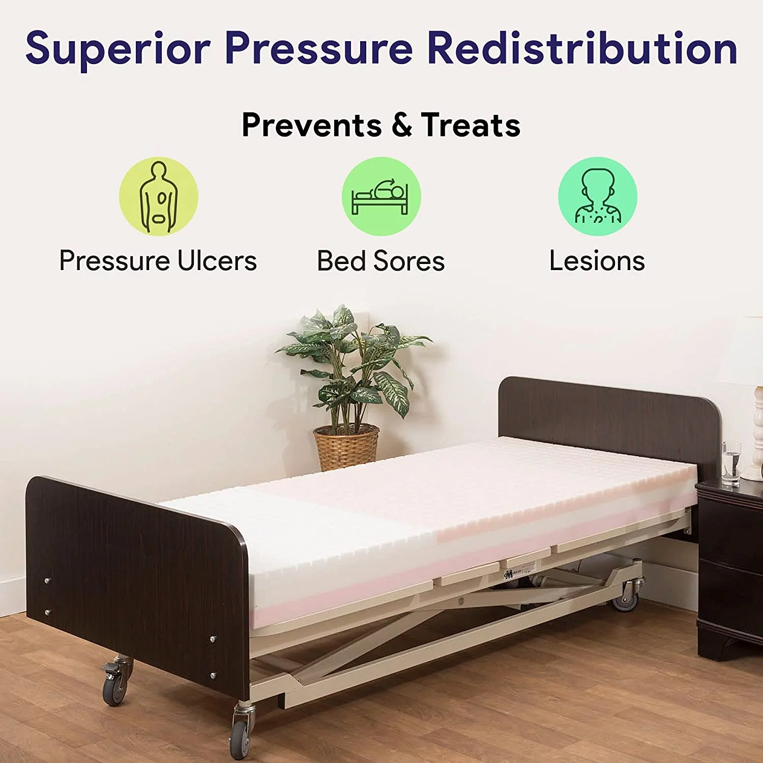 Medacure Pressure Redistribution Bariatric Hospital Bed Mattress - 3 Layer Memory Foam - 80
