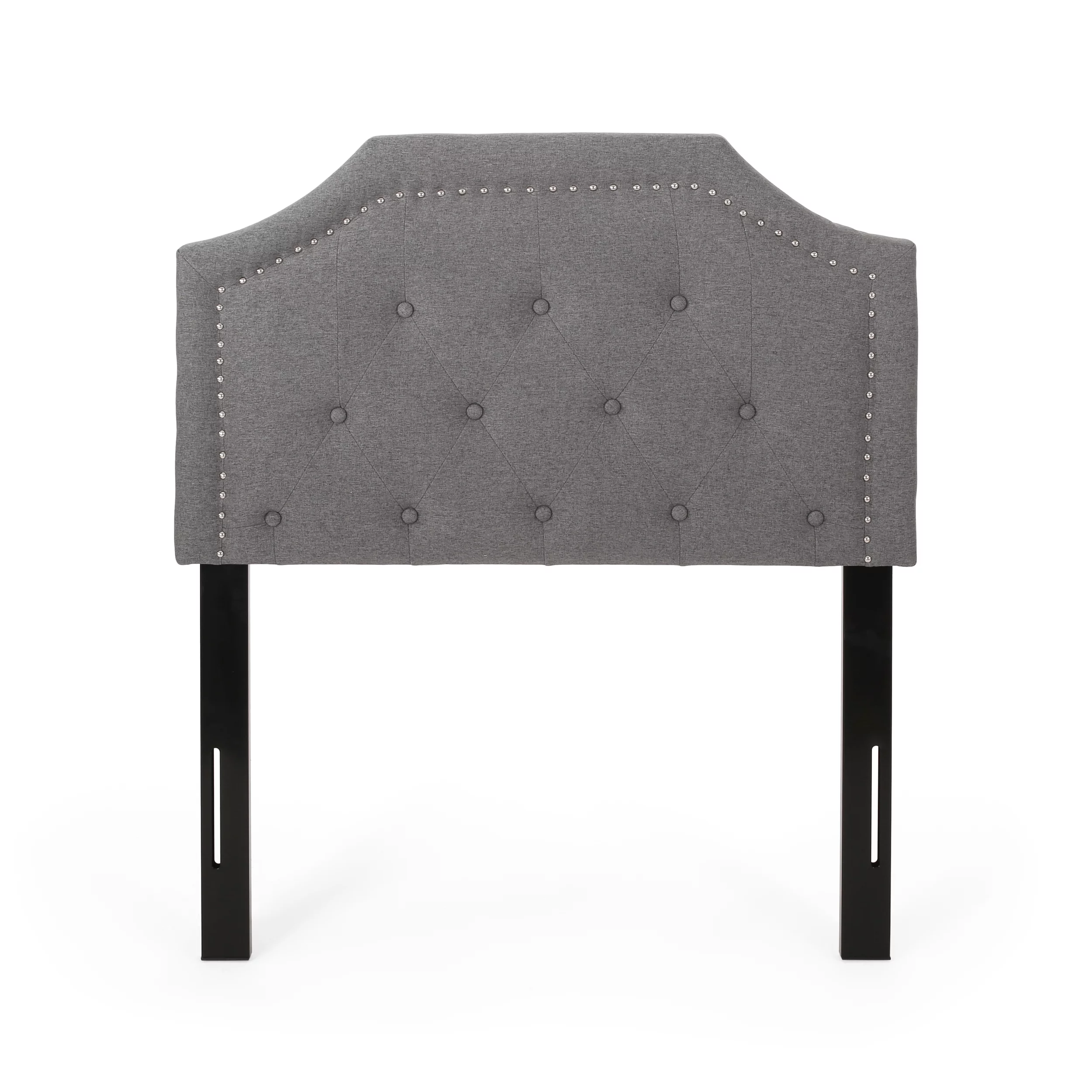 Noble House Cedric Contemporary Upholstered Twin Headboard, Charcoal Gray, Black