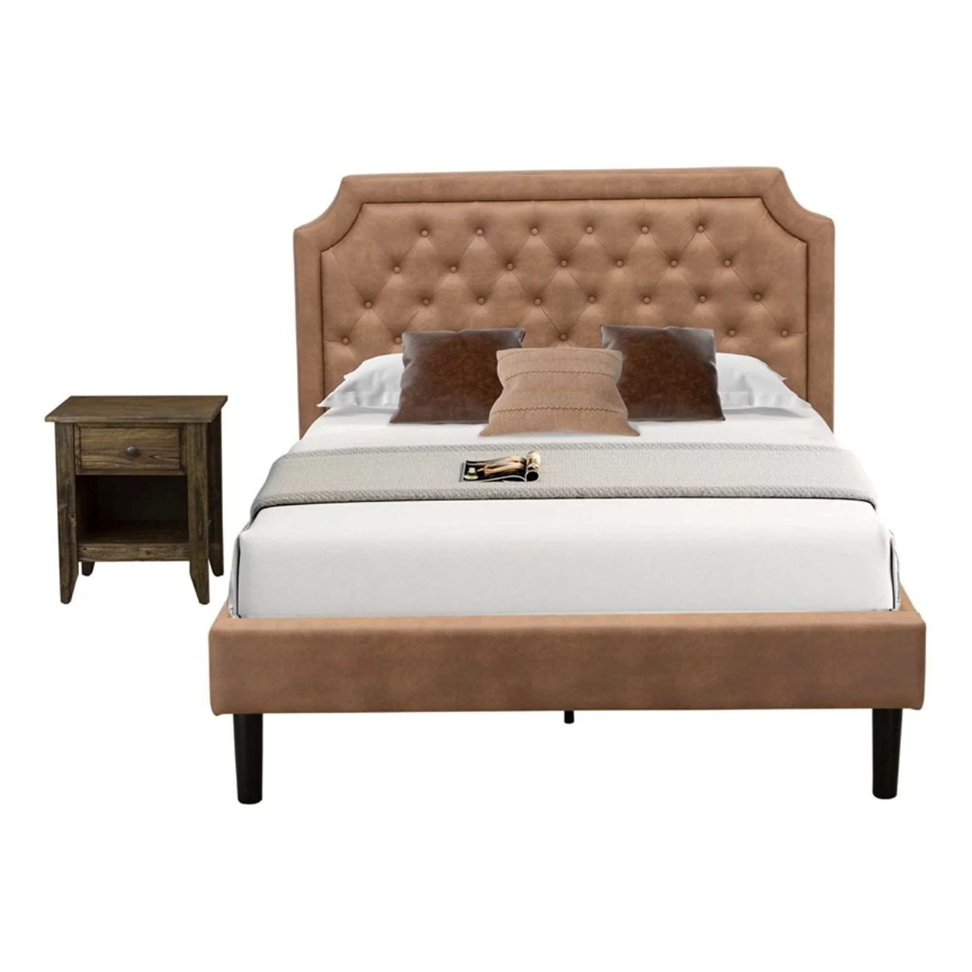 East West Furniture Granbury 2-Piece Wood Full Bedroom Set in Brown/Jacobean