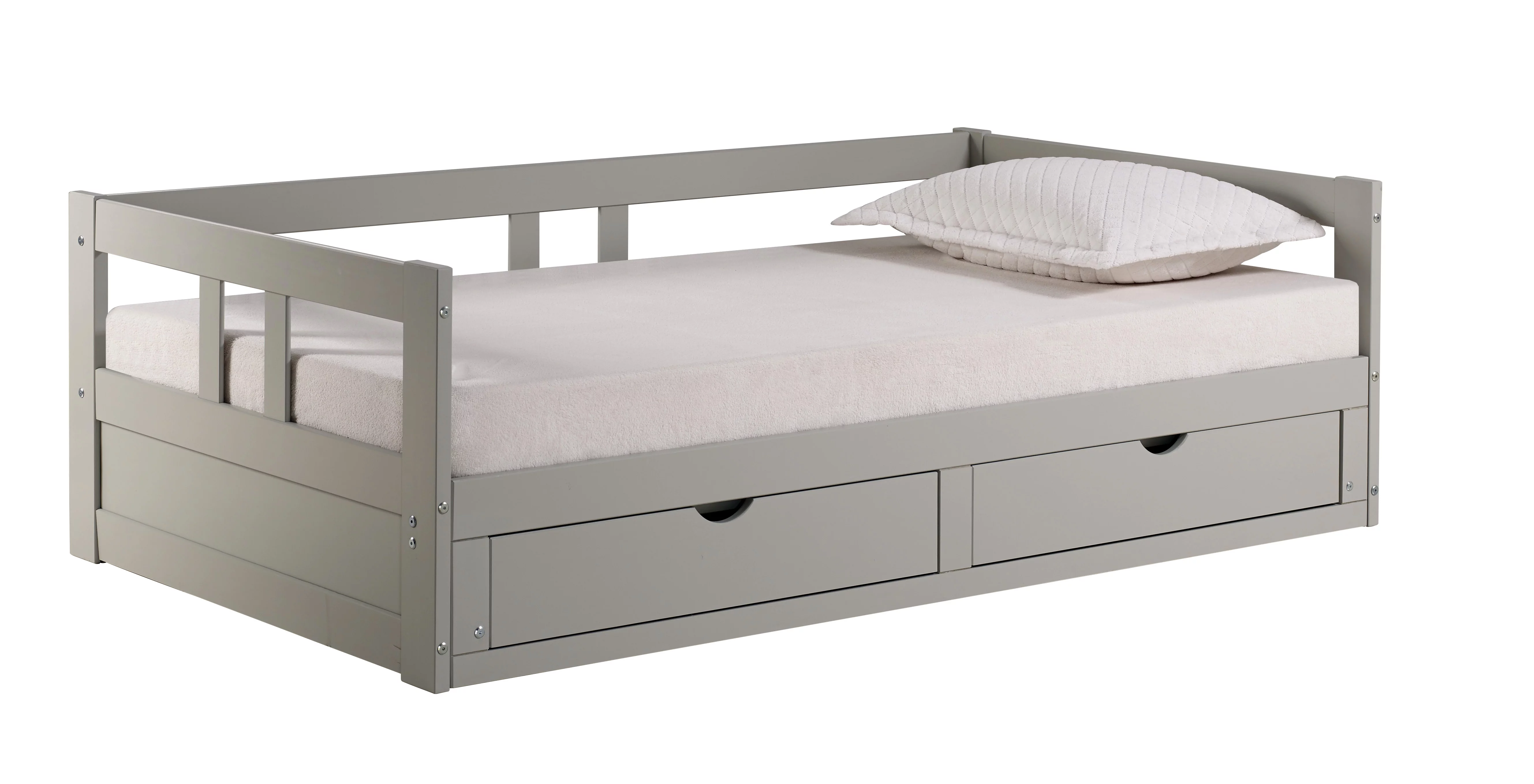 Melody Twin to King Extendable Day Bed with Storage, Dove Gray