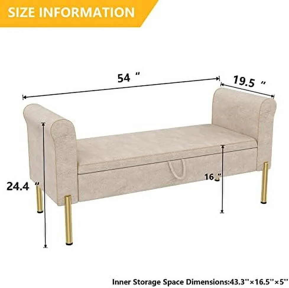 HOOMHIBIU Ottoman Bench Bedroom Bench Modern Bench for Bedroom end of Bed Bed Ottoman Bench with and Arms Entryway