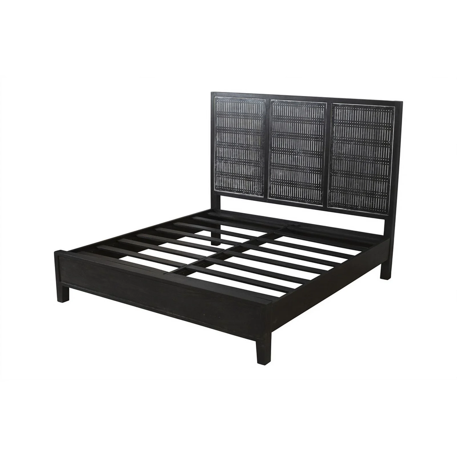 Sarah Eastern King Sized Solid Wood Bed in Antique Brown Finish