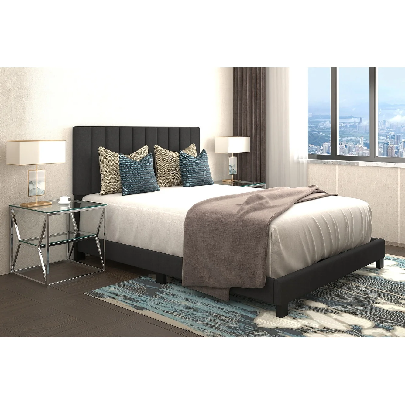 WHI  60 in. Jedd Bed in Charcoal - Queen Size