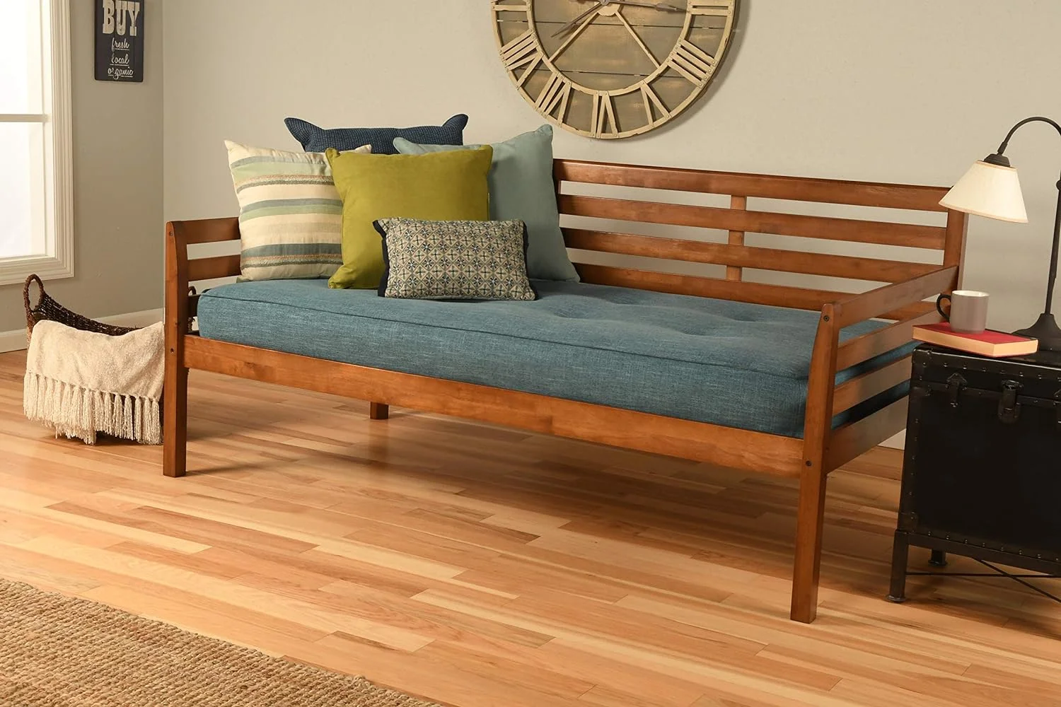 Boho Traditional Solid Wood Daybed In Medium Brown