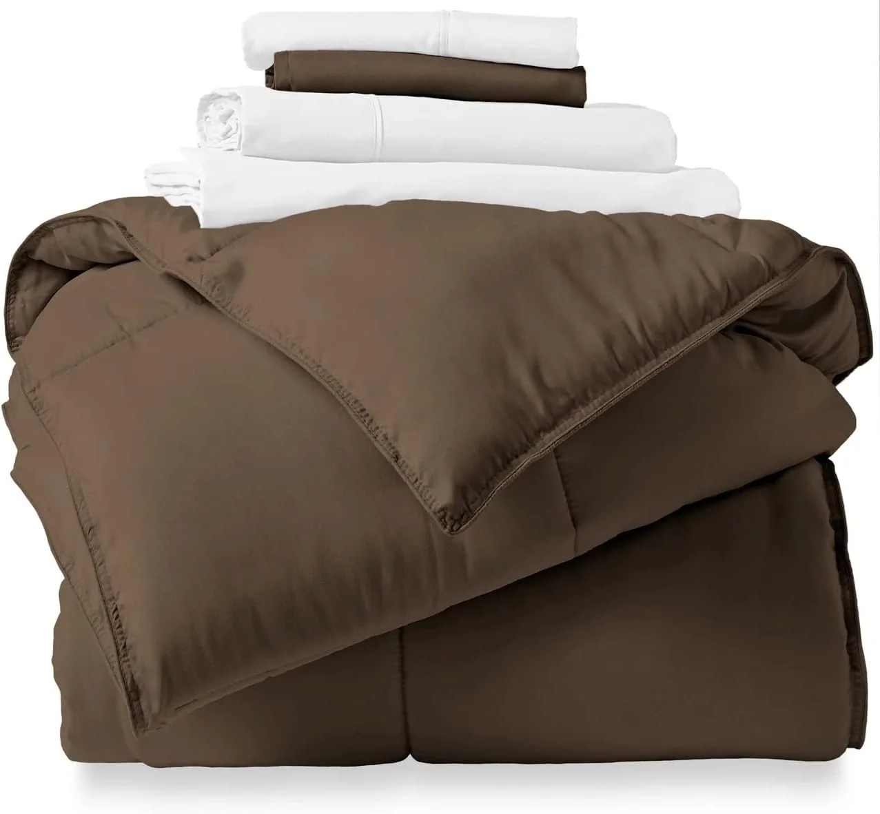 8 Piece Bed In A Bag Comforter Set Soft Complete Set Includes Bed Sheet (Queen, Chocolate)