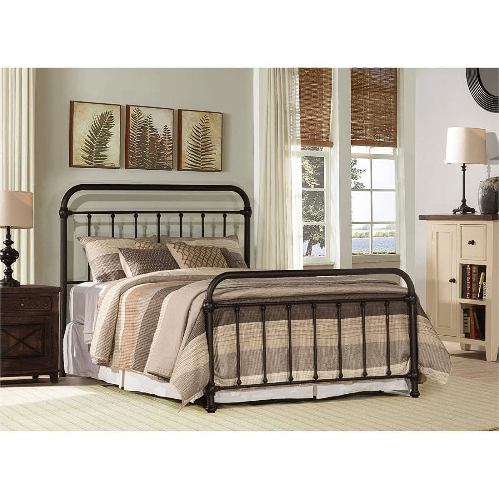 Bowery Hill Classic Metal Panel Bed, King, Dark Bronze