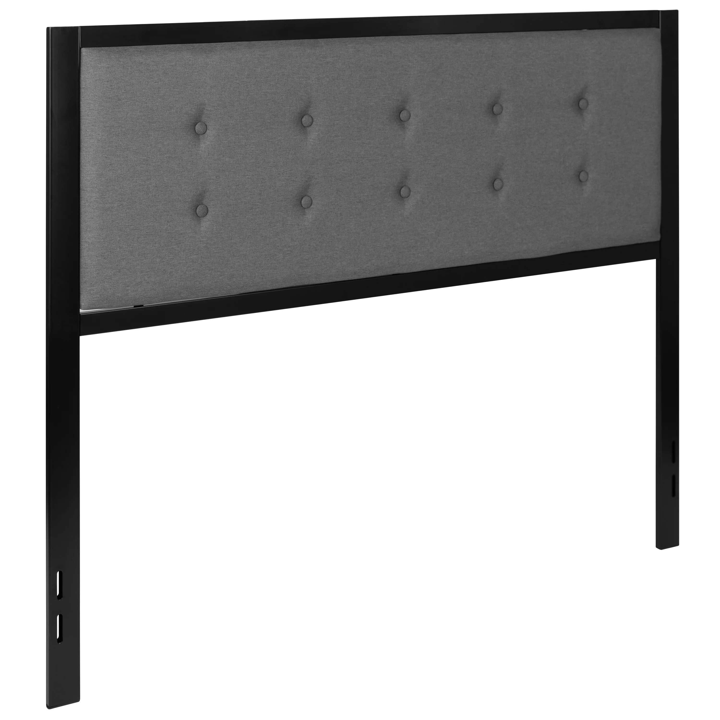 BizChair Metal Tufted Upholstered Queen Size Headboard in Dark Gray Fabric