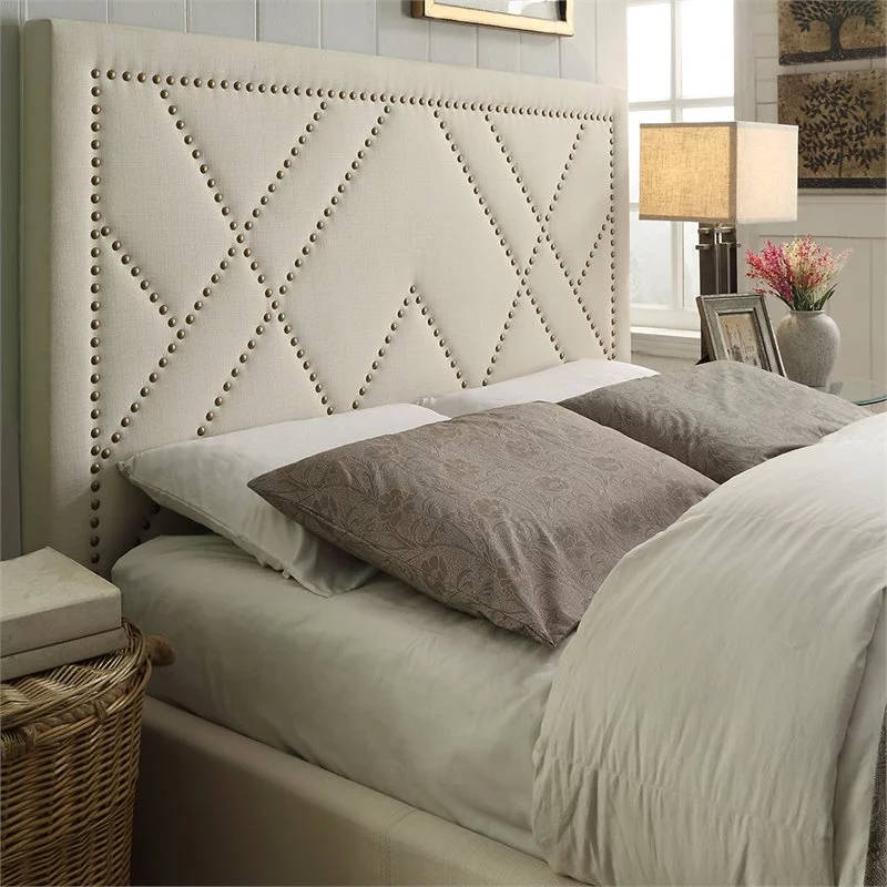 Modus Geneva Upholstered California King Panel Headboard in Powder