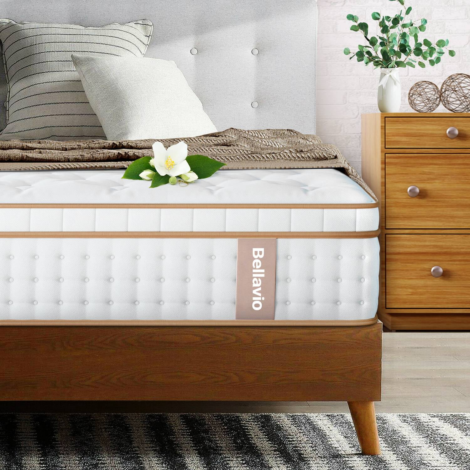 12 inch Cooling Gel Memory Foam Mattress Bed in a Box, Pocket Spring Mattress with US Certified, Twin Size