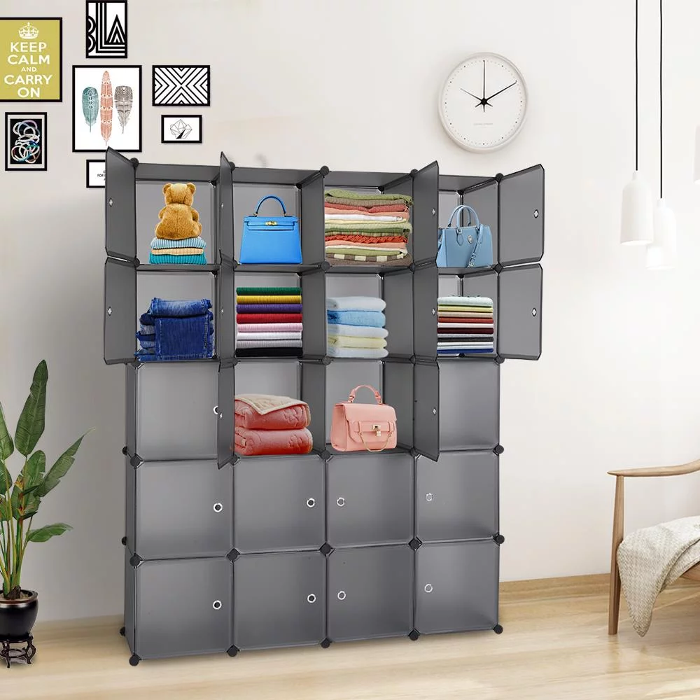 Ktaxon 20-Cube Organizer Stackable Plastic Storage Wardrobe Portable Closet, Gray