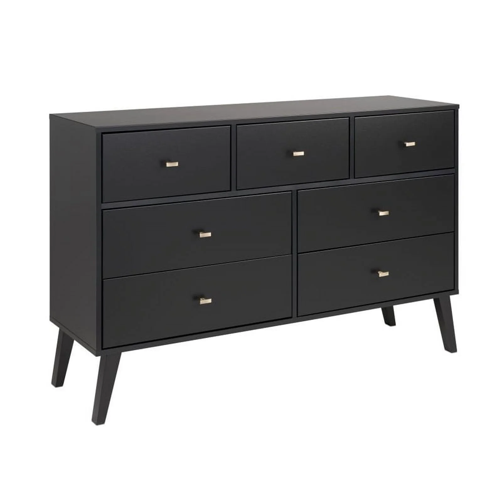 Pemberly Row Mid Century Modern 7-Drawer Dresser in Black