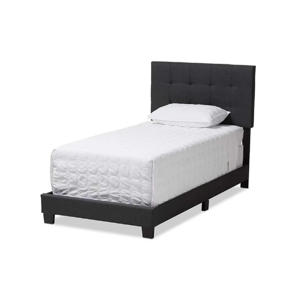 Baxton Studio Brookfield Modern and Contemporary Charcoal Gray Fabric Twin Size Bed