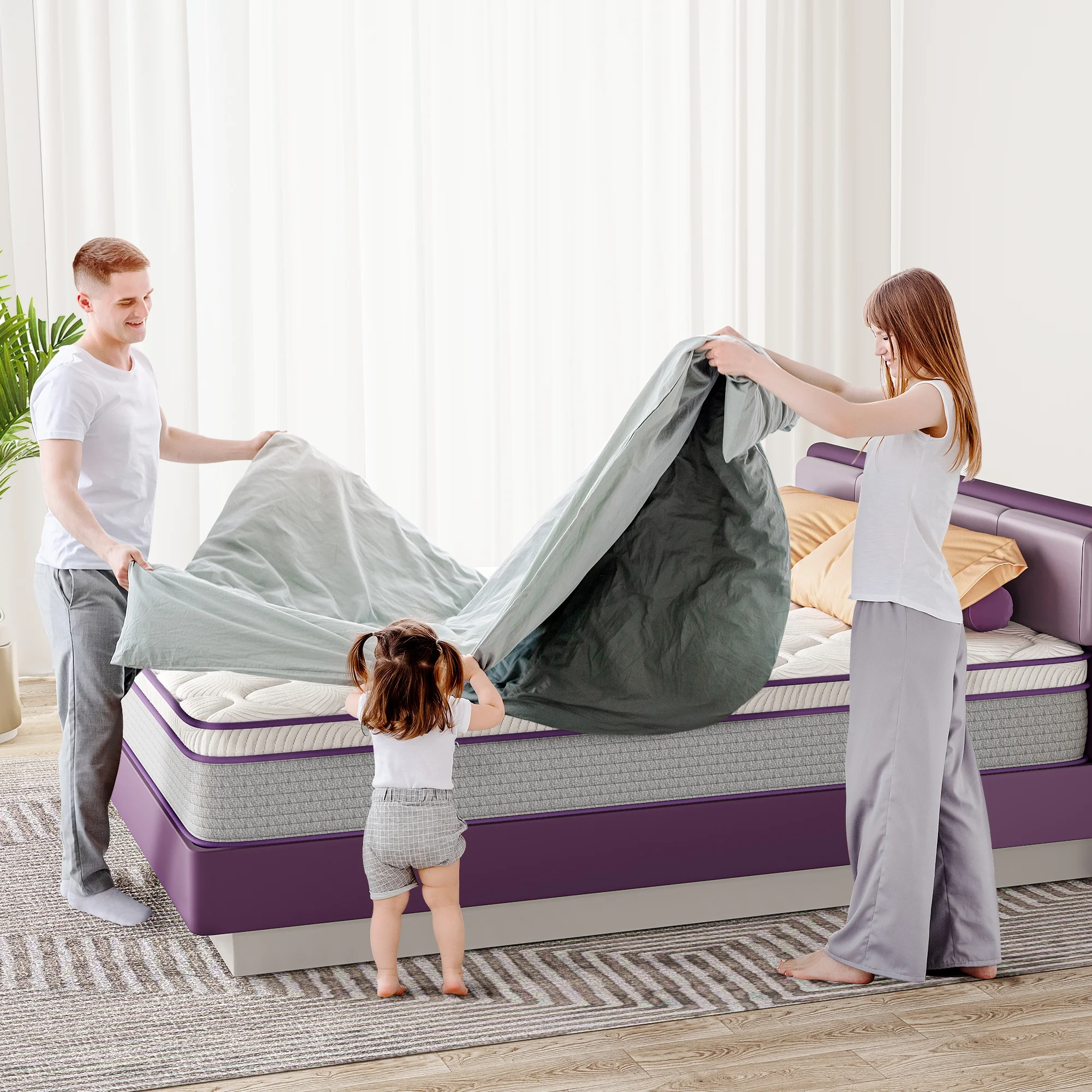 Sersper Twin Size Hybrid Mattress, 12 inch Memory Foam Euro Top Mattress, 5-Zone Support, Medium Firm