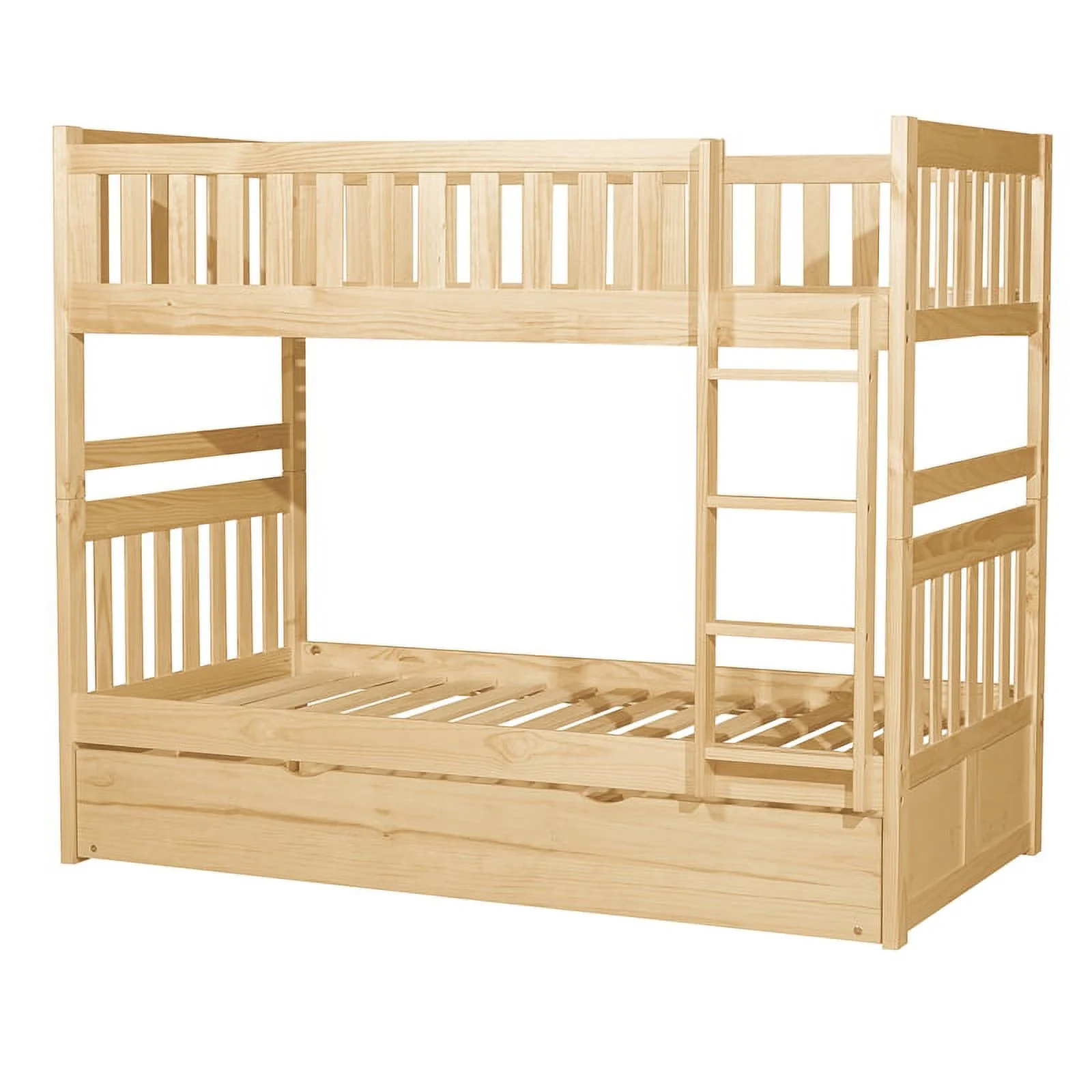 Lexicon Contemporary Wood Twin/Twin Bunk Bed with Twin Trundle in Natural Pine