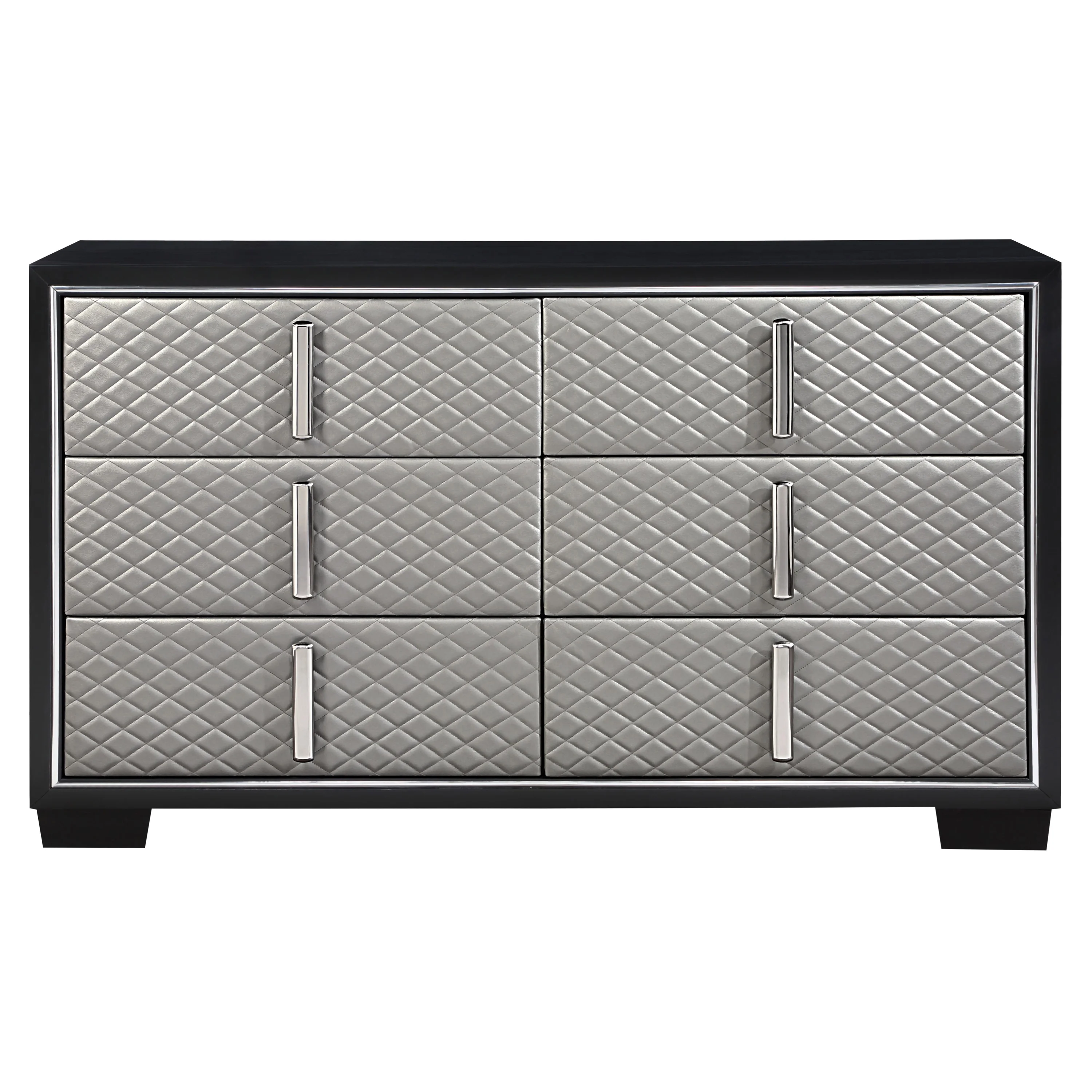 ACME Nicola 6-Drawer Double Dresser in Silver and Black