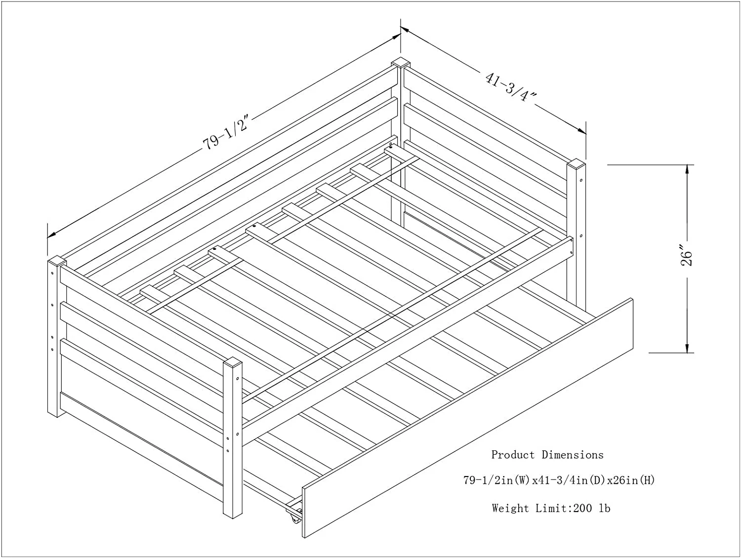 Twin Daybed with Trundle \u2013 Pine Wood Material Bed Frames \u2013 Elegant Furniture for Compact Rooms \u2013 Bedroom Accessories Ideal for Small Living Spaces \u2013 Classic White Pain