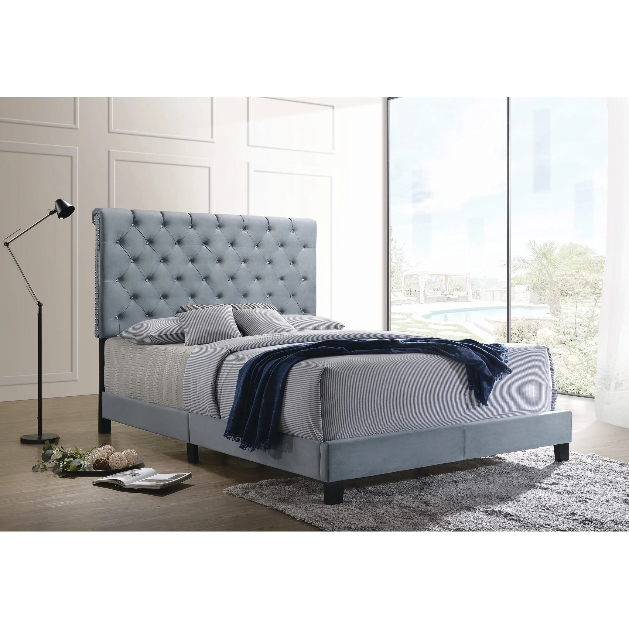 Coaster  Furniture Warner Upholstered Panel Bed Slate Blue King