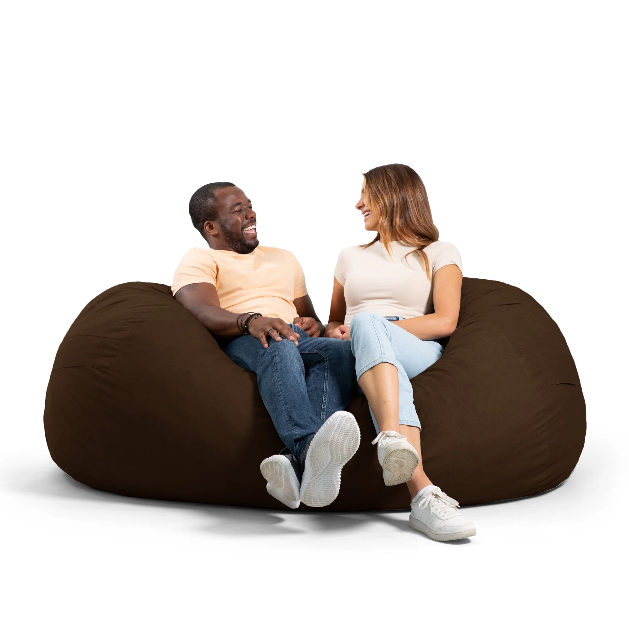 Big Joe Fuf Media Lounger Foam Filled Bean Bag Chair with Removable Cover, Cocoa Lenox, Durable Woven Polyester, 6 feet Giant