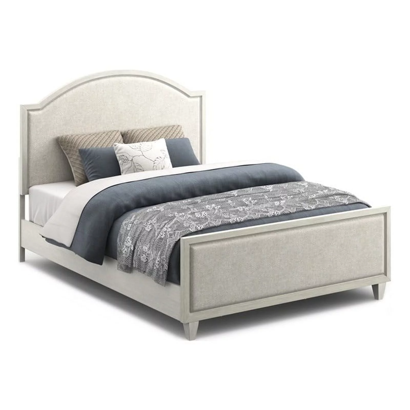 Bowery Hill Coastal Cottage Upholstered Wooden Gray Queen Bed