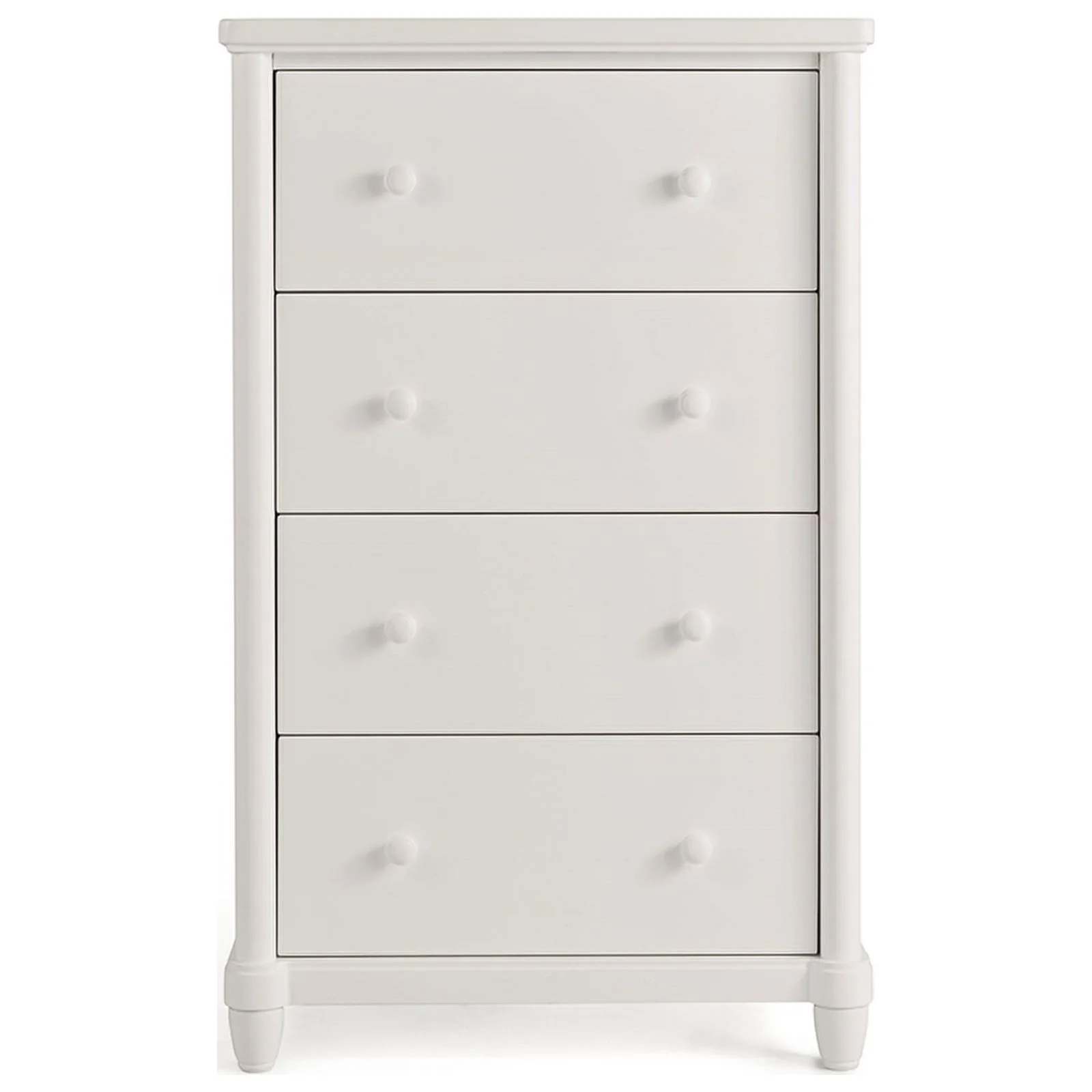 Pemberly Row 4-Drawer Engineered Wood and Metal Chest in White