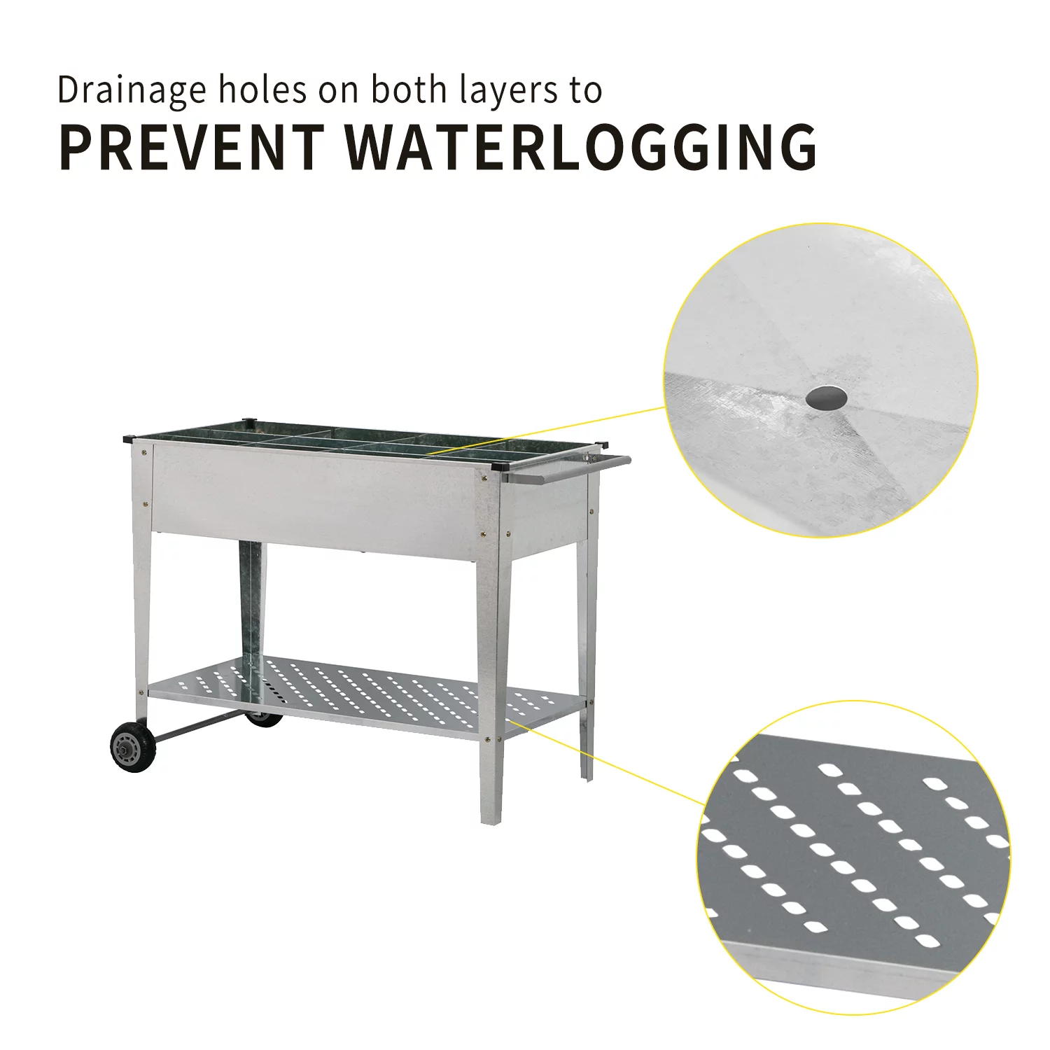 Outdoor Basic Raised Garden Bed with Legs Outdoor Elevated Planter Box On Wheels for Vegetables Flower Herb, Silver