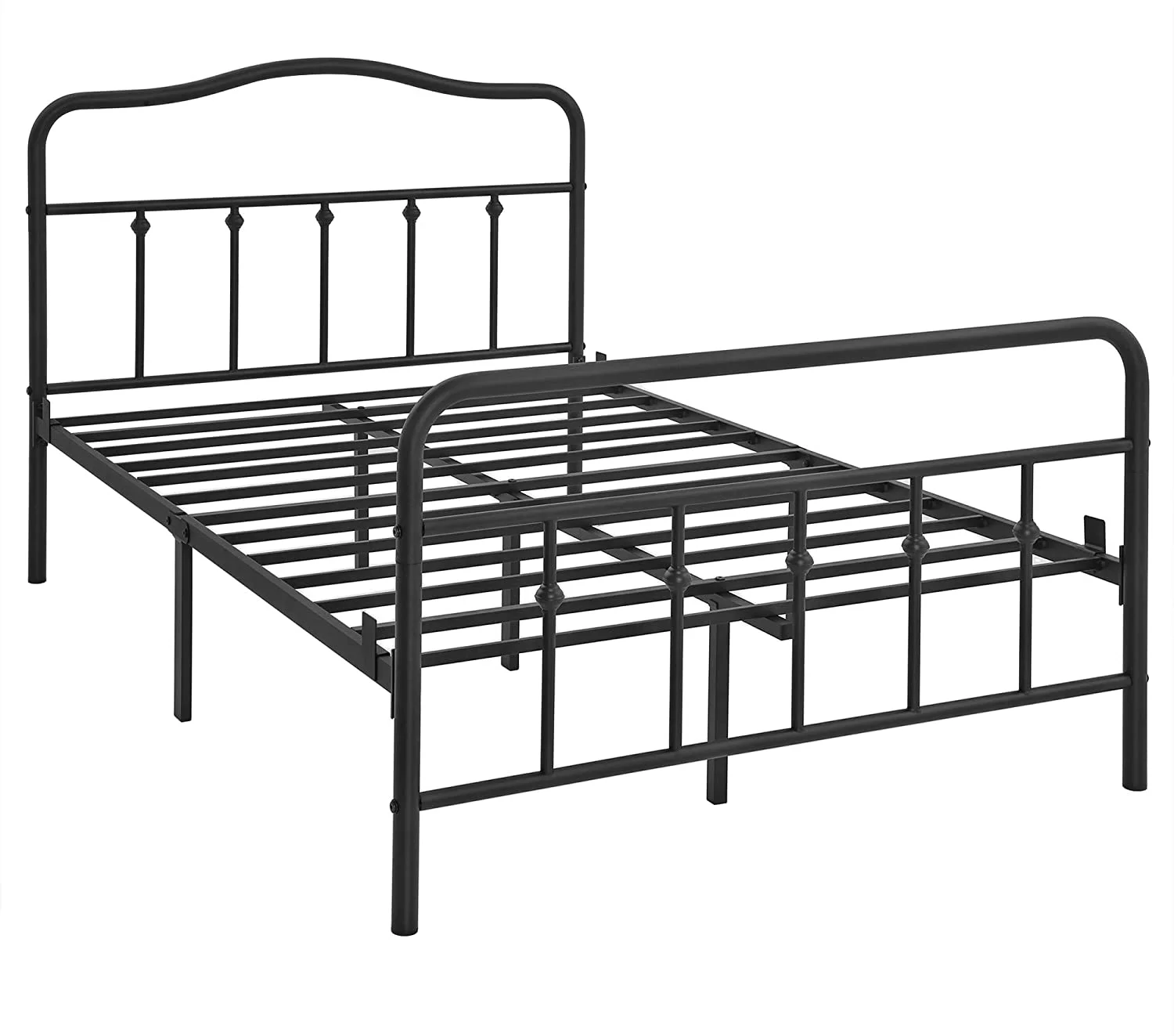 VASAGLE Full Size Metal Bed Frame with Headboard for Bedroom, Footboard, Black