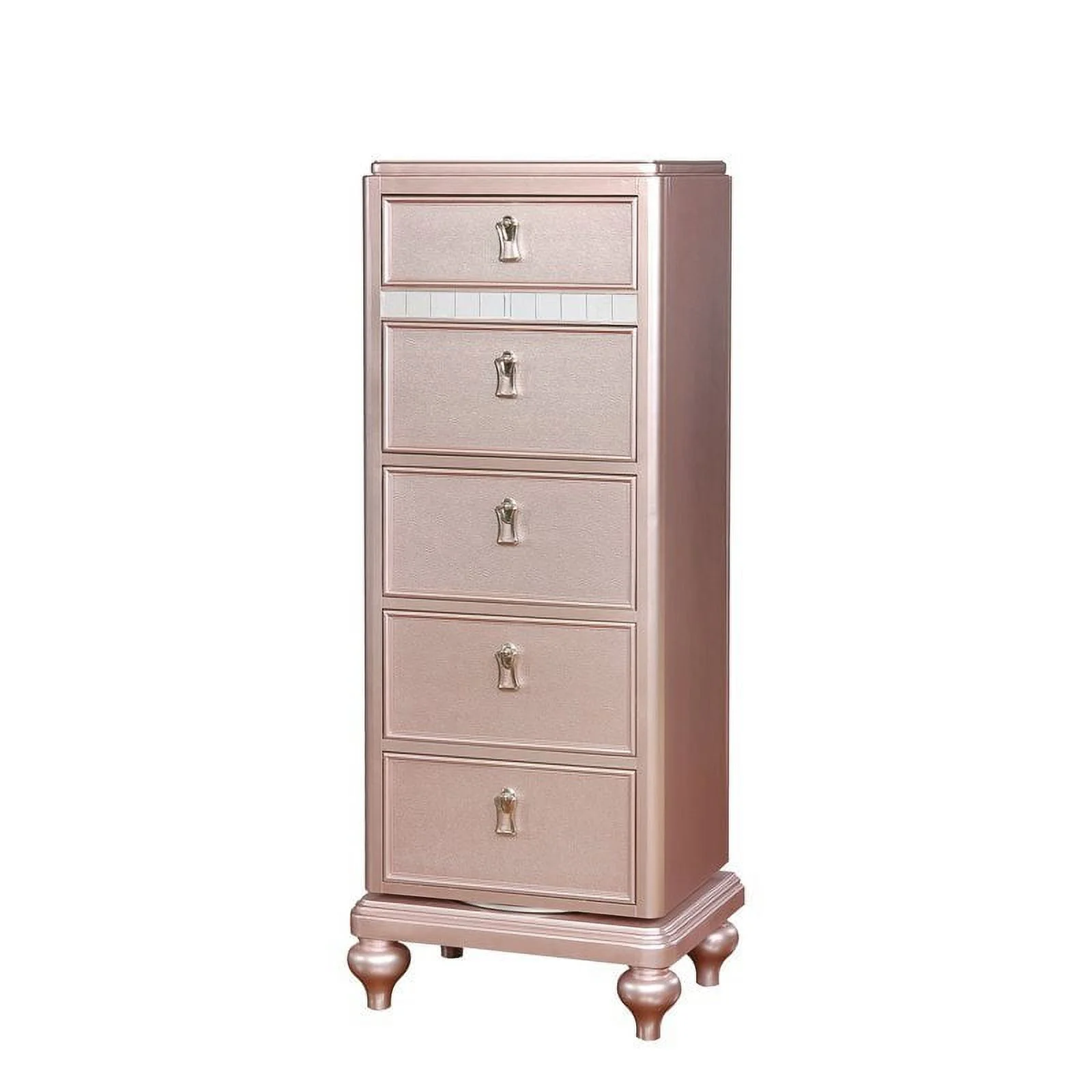 Bowery Hill Contemporary Wood Swivel Chest with Mirror in Rose Gold