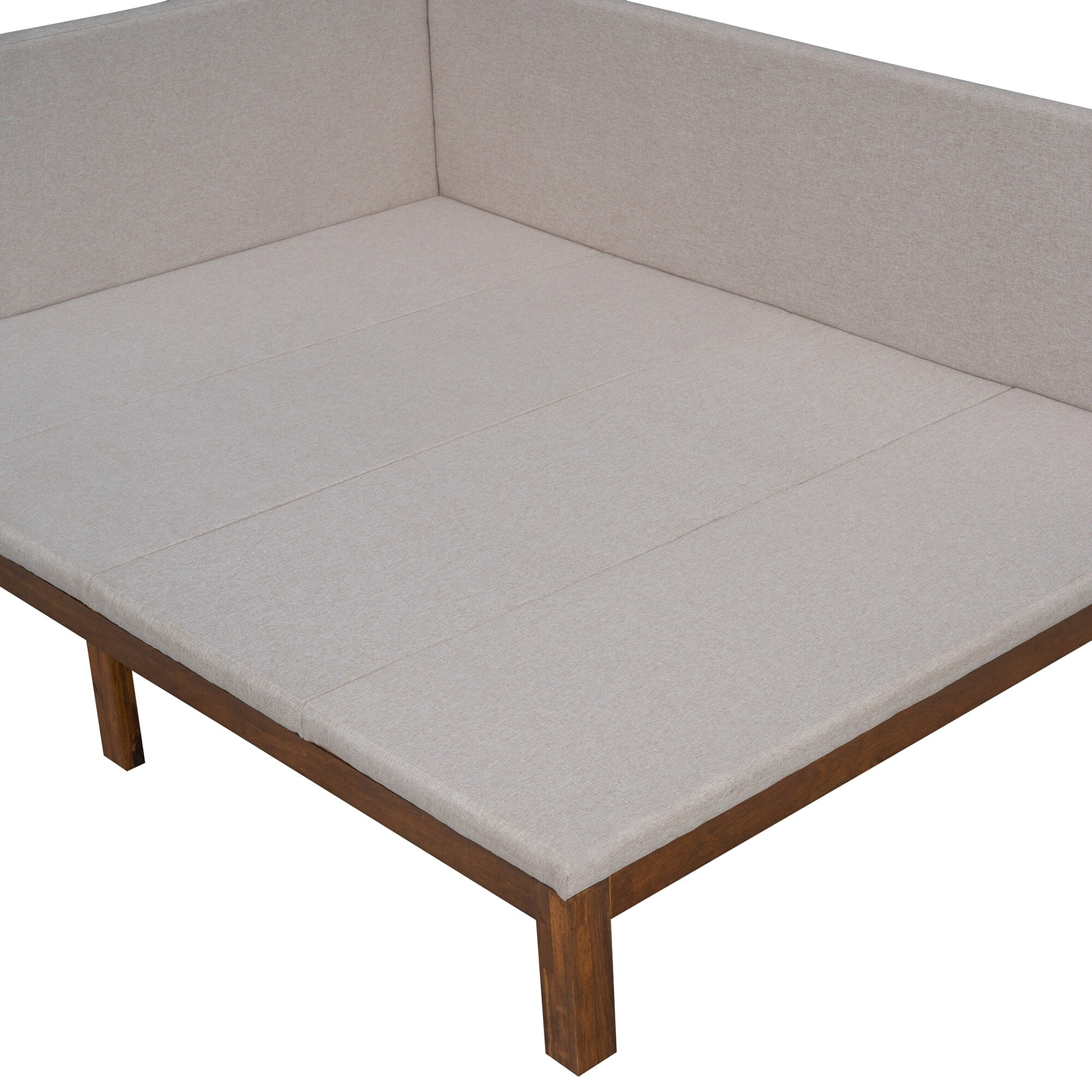 Beige Full Size Linen Upholstered Daybed/Sofa Bed Frame - Classic and Elegant
