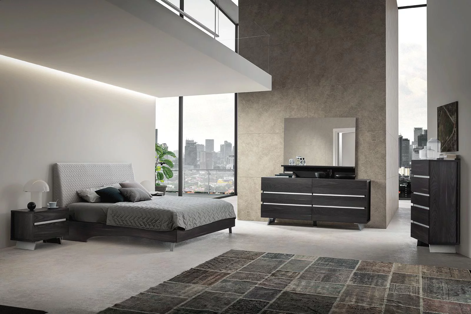 Brushed Burnt Oak Double Dresser NEWSTAR ESF Modern Contemporary Made in Italy