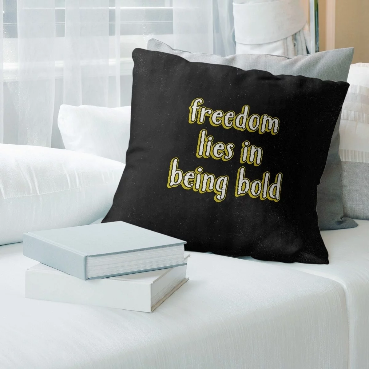 ArtVerse Quotes Be Bold Inspirational Quote Chalkboard Style Pillow-Faux Linen 14 x 14 Medium