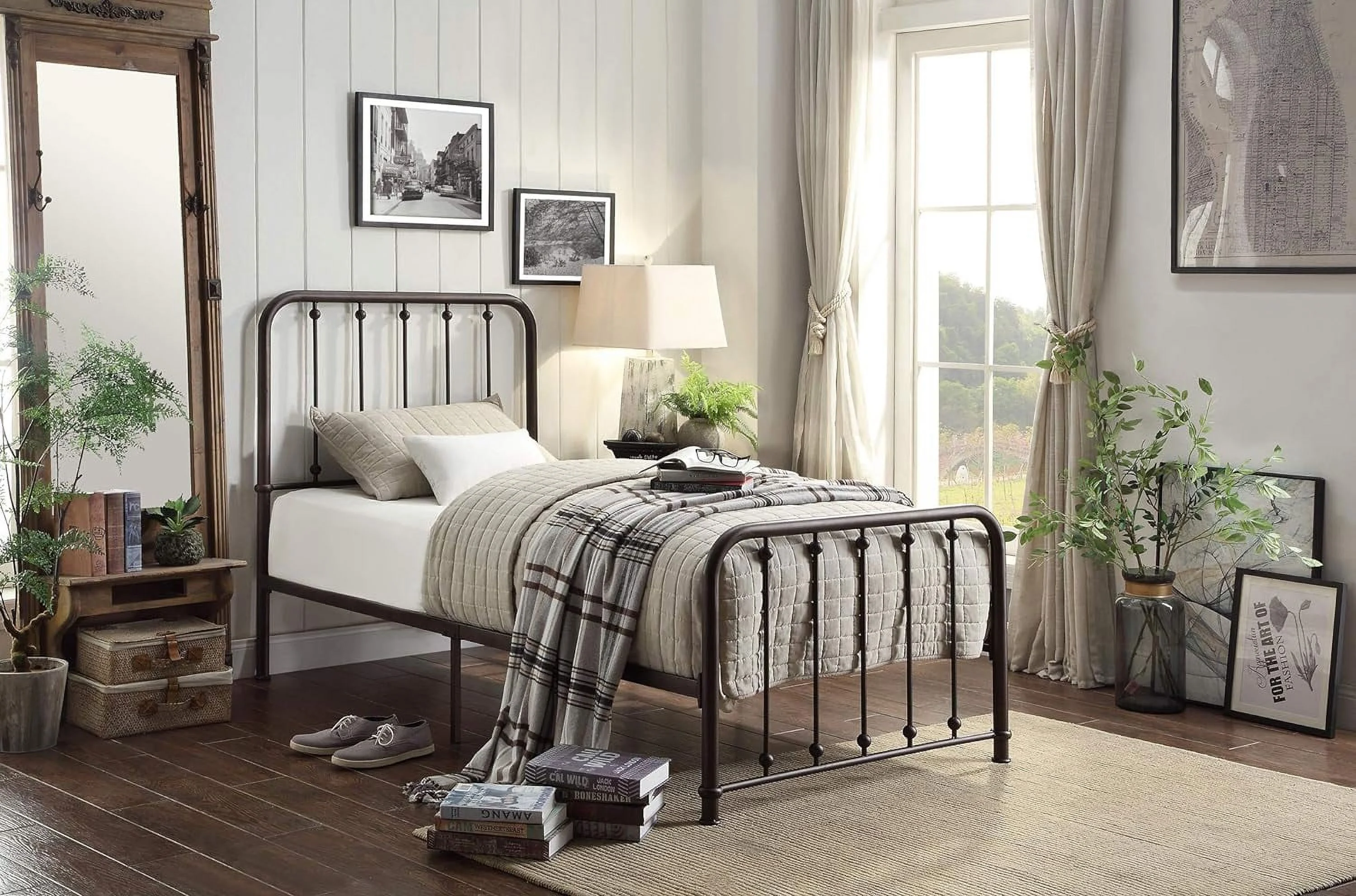 Metal Platform Bed, , Antique Bronze